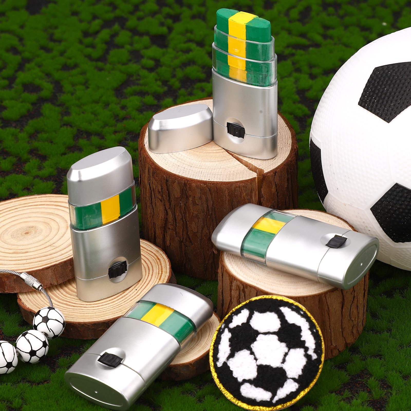 4pz Matita Pittura Facciale Sportiva, Sicurezza Anti-Abbagliamento Miscelabile Pittura Facciale 3 Colori per Football Americano Calcio Softball Baseball per Adulti Atleti (Verde Giallo Verde)