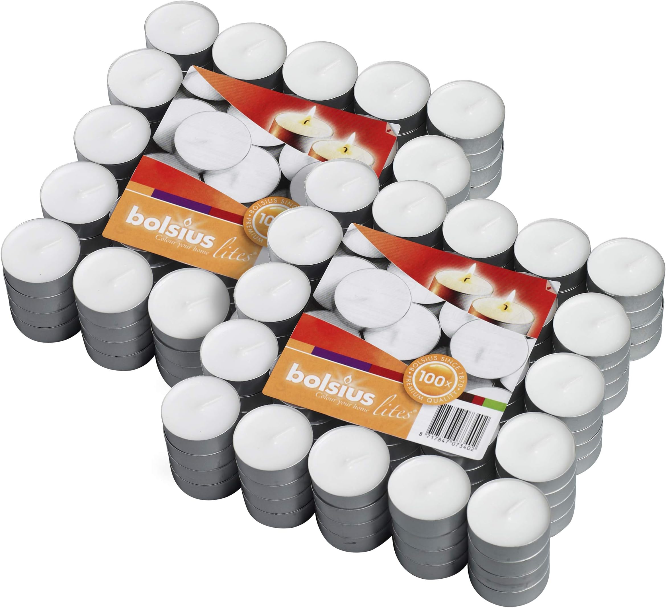 Bougies Chauffe-plat Blanches - Lot De 200, Diamètre 38 Mm, Combustion 4 Heures, Non Parfumées, Sans Fumée