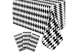 Irenare Black and White Checkered Tablecloths for Alice in Wonderland Parties