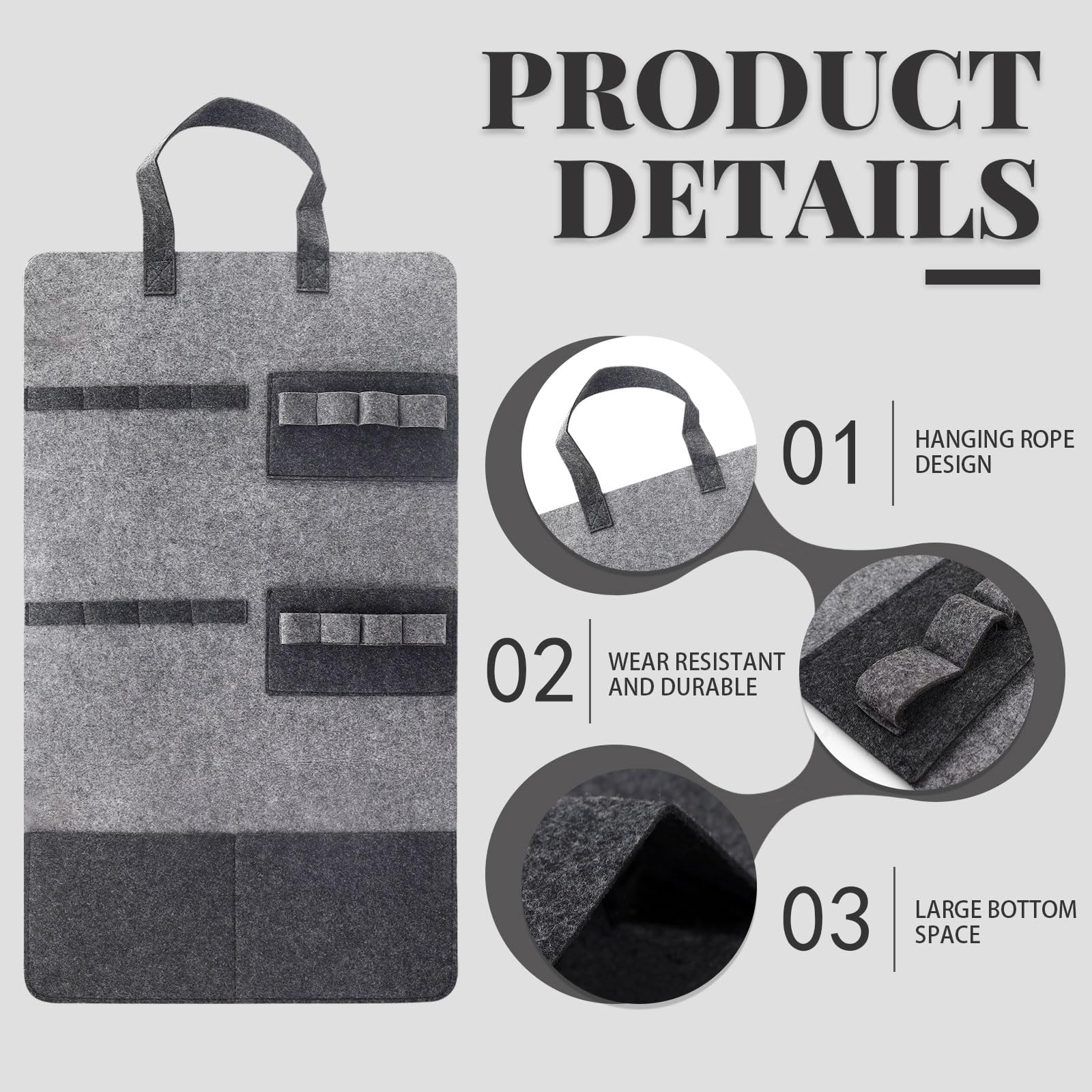 Cat Wand Toy Storage Hanging Bag, Felt Cat Toy Holder Feather Toy Cat Teaser Toy Organizer - Image 3
