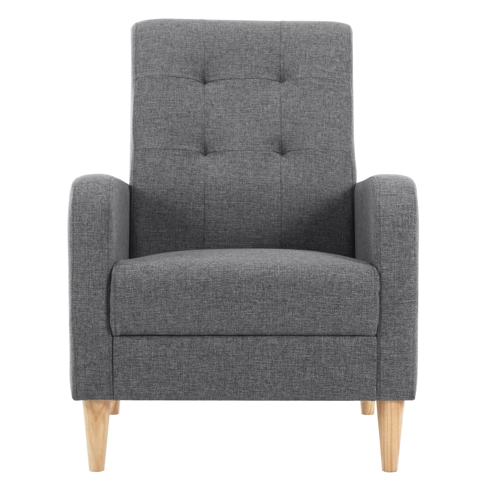 WOLTU Fauteil Salon, Fauteuil Relax à Dossier Haut, Chaise de Relaxation avec Pieds en Bois Massif, Accoudoirs, Siège Rembourré, Revêtement en Lin, pour Salon, Bureau, Gris Foncé, SKS41dgr