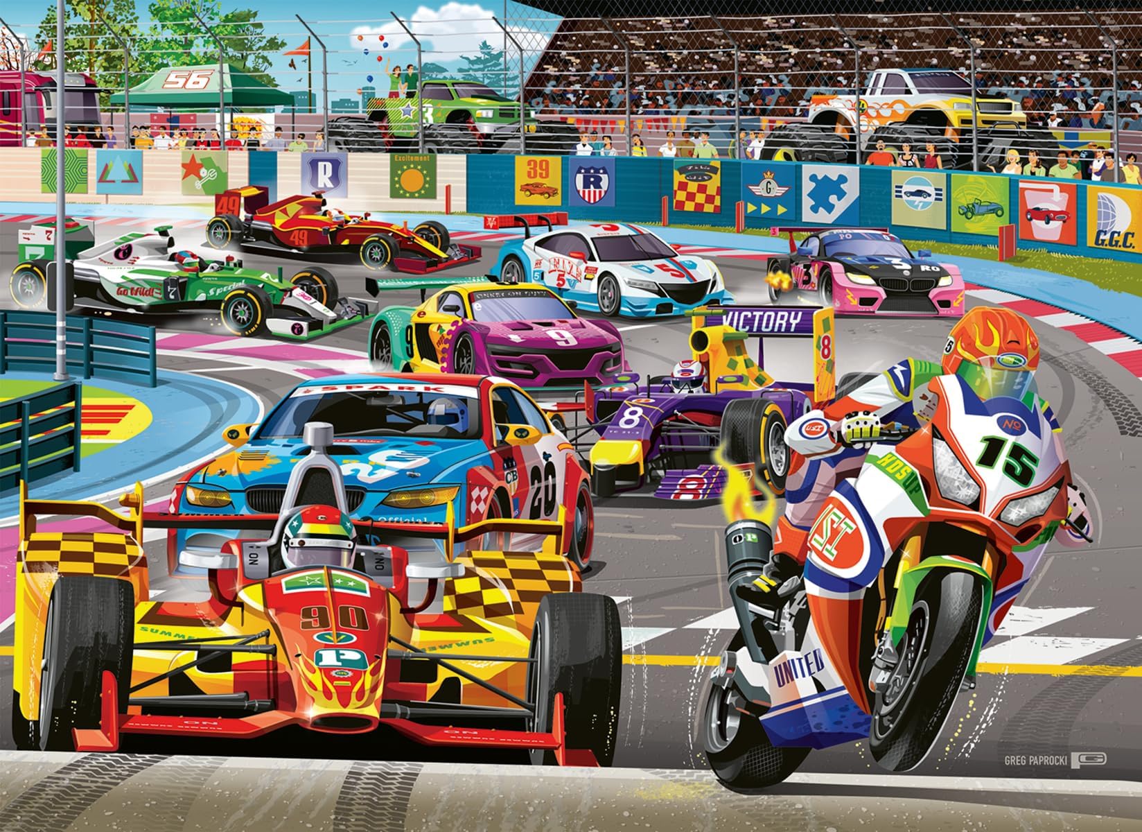 Racetrack Rally 60 Piece Jigsaw Puzzle for Kids - Every Piece is Unique, Pieces Fit Together Perfectly