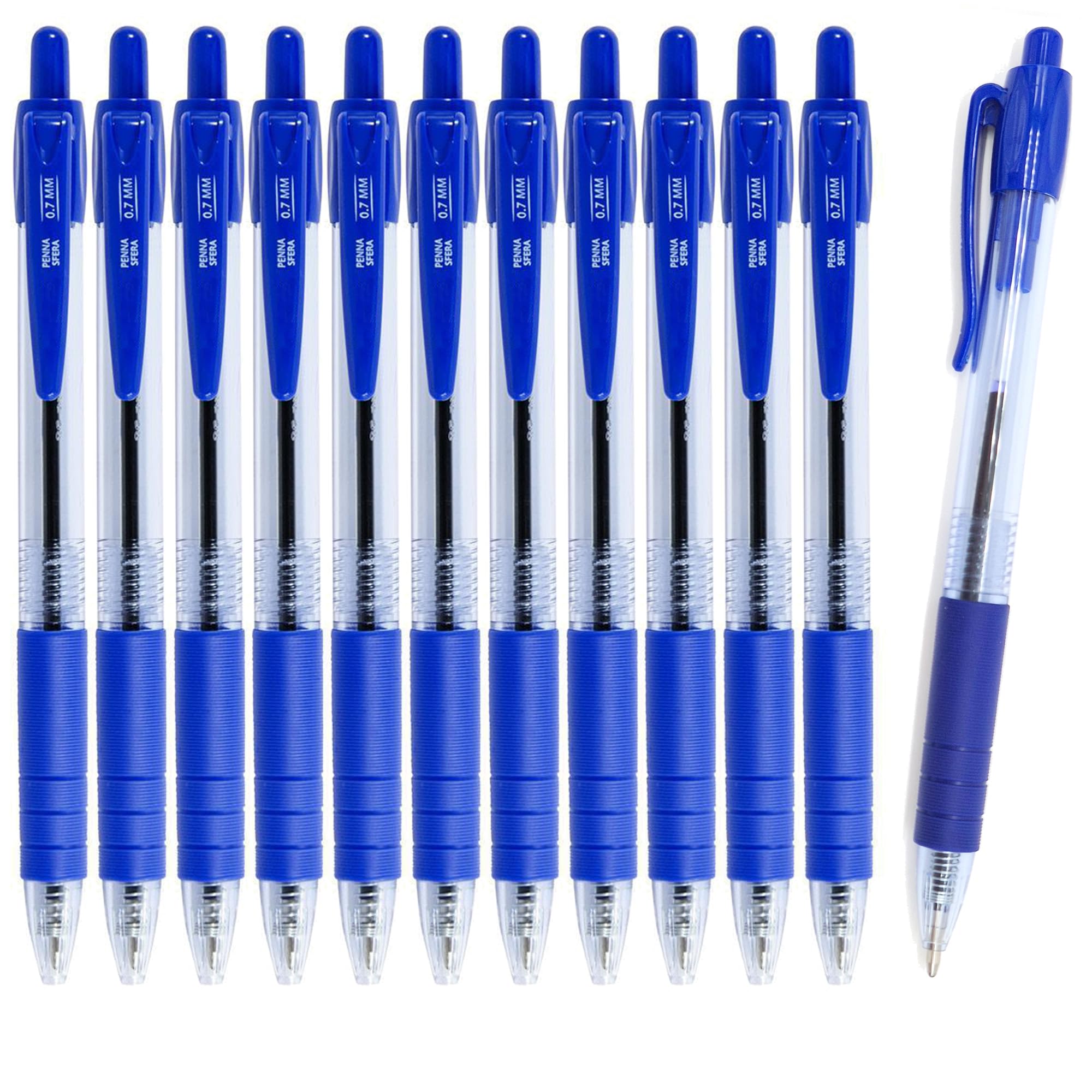 Pack 12 Bolígrafos Retráctiles y Recargables, Punta Media 1,0 mm, Escritura Suave y Fluida, Blíster Práctico para Oficina, Escuela y Hogar, Azul