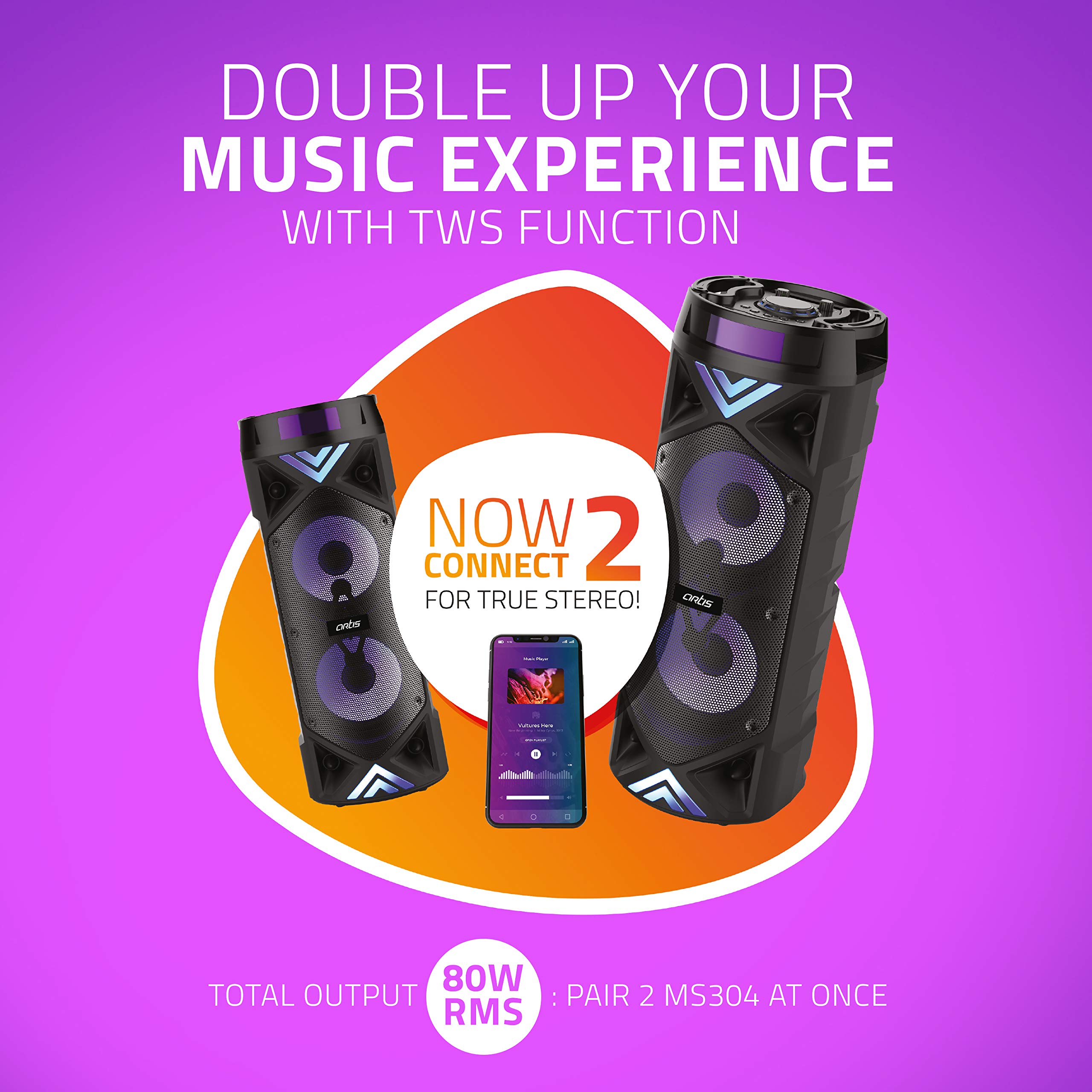 Artis Ms304 40 Watt Channel Wireless Bluetooth Portable