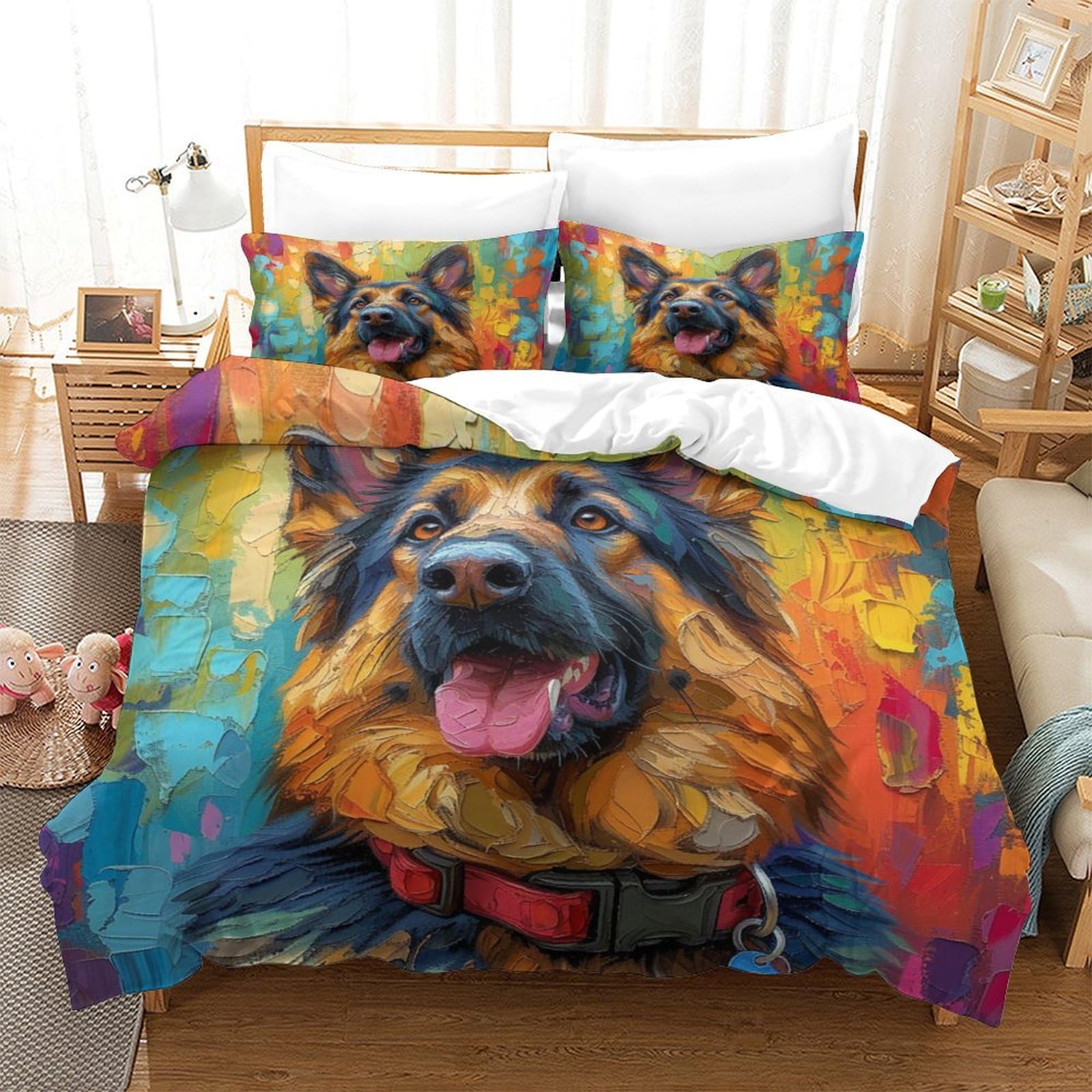 Housse de couette berger allemand 140x200 cm avec sa taie d'oreiller
