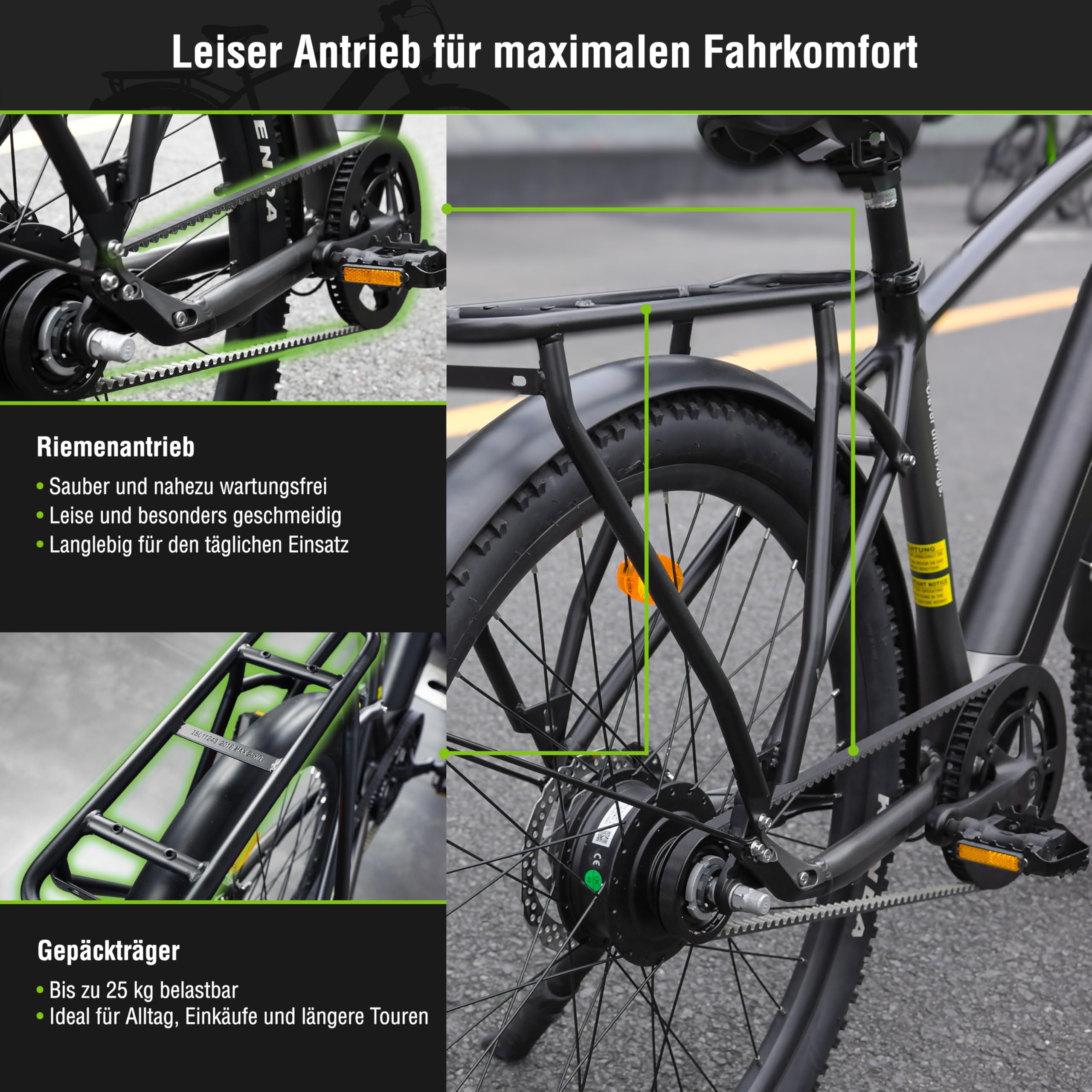 R8R Flex III e-bike da trekking 27,5", batteria 522 Wh, autonomia fino a 150 km in modalità ECO, motore BAFANG, trasmissione a cinghia Gates Carbon Drive, portapacchi robusto