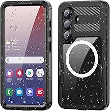 Lunivop for Samsung Galaxy S26 Case Waterproof Dustproof Clear 【IP68 Underwater】 Compatible with Magsafe Built-in Screen Protector Lanyard Diving Phone Cover for S26 6.3 inch (Black)