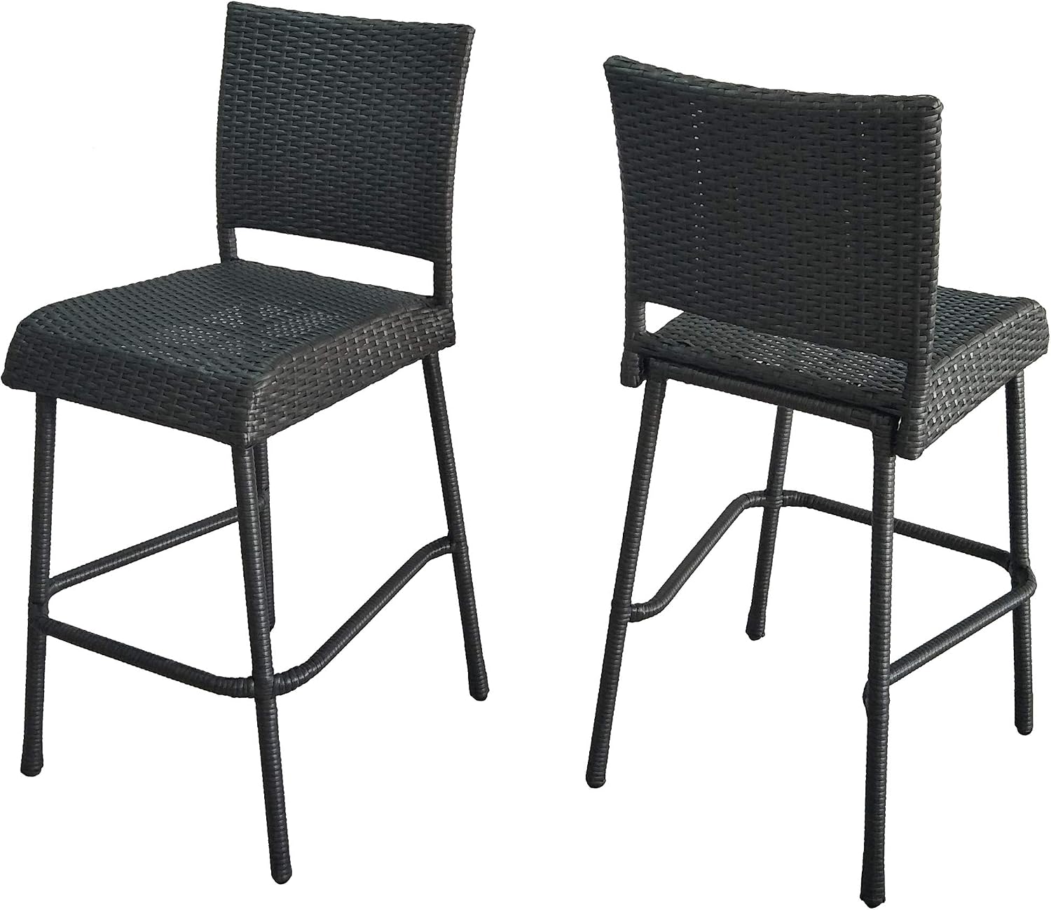 Jiro Gray Rattan Outdoor Barstool with Iron Frame
