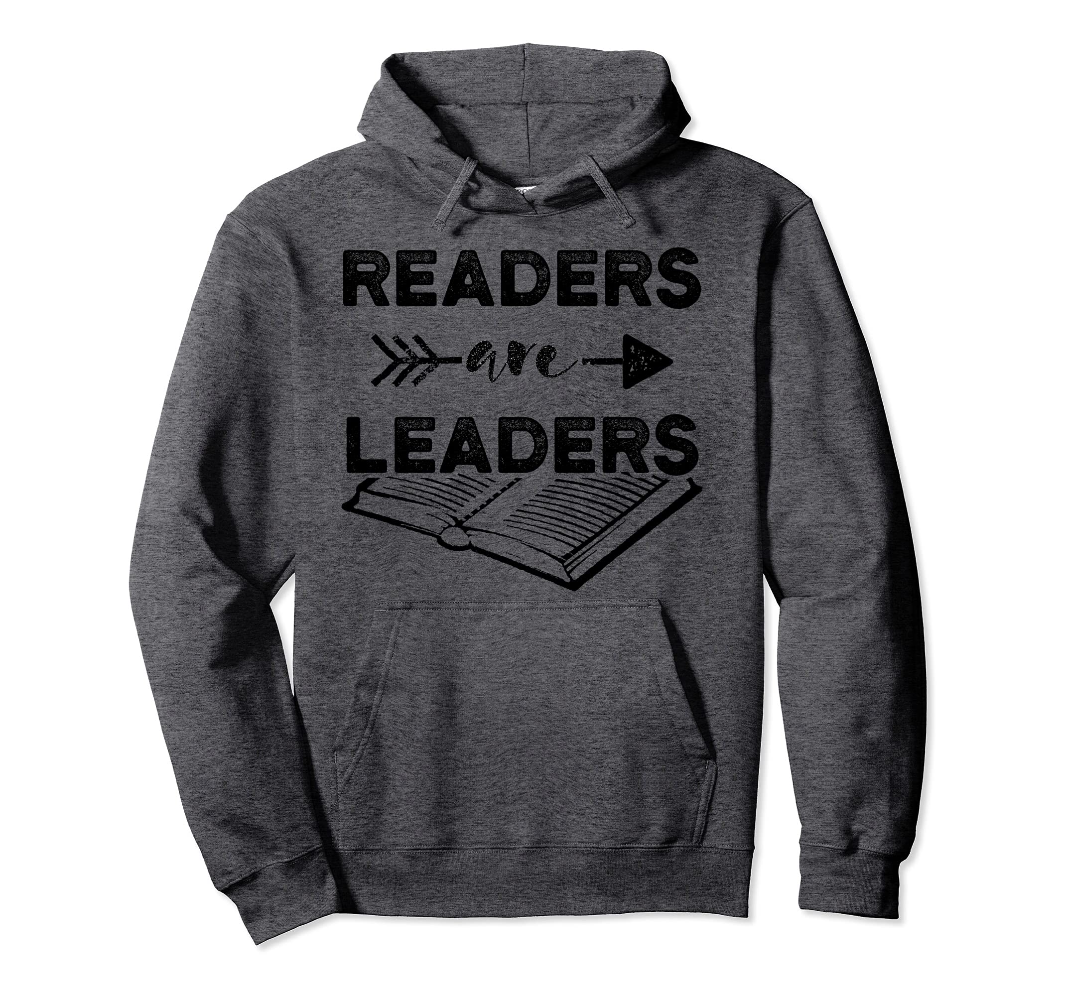 Readers Are Leaders Book Lover Reading Pullover Hoodie, Grey