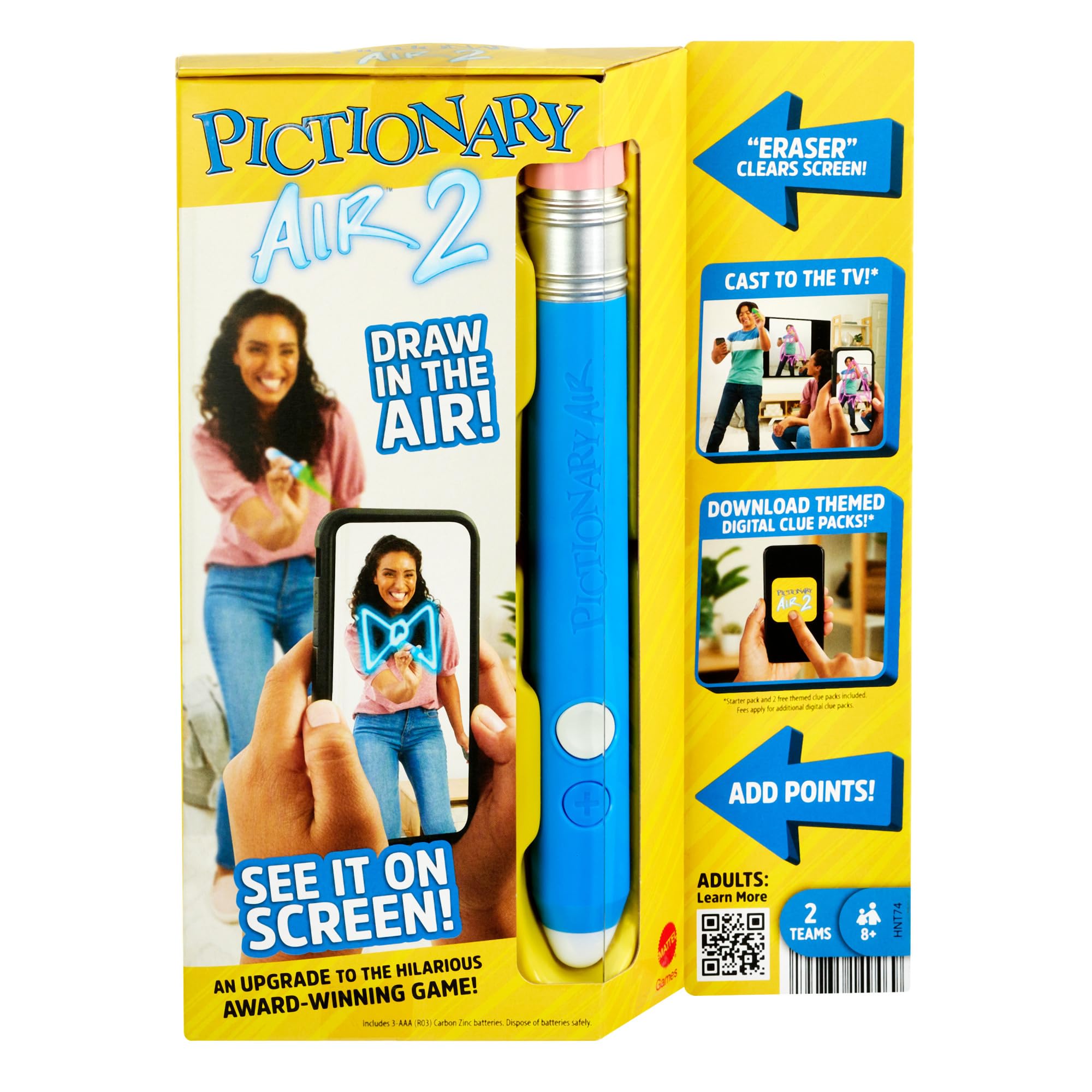 Mattel Games Pictionary Air 2 for Kids Adults, Family and Game Night - Award-Winning Drawing Game, See it On Screen - HNT74