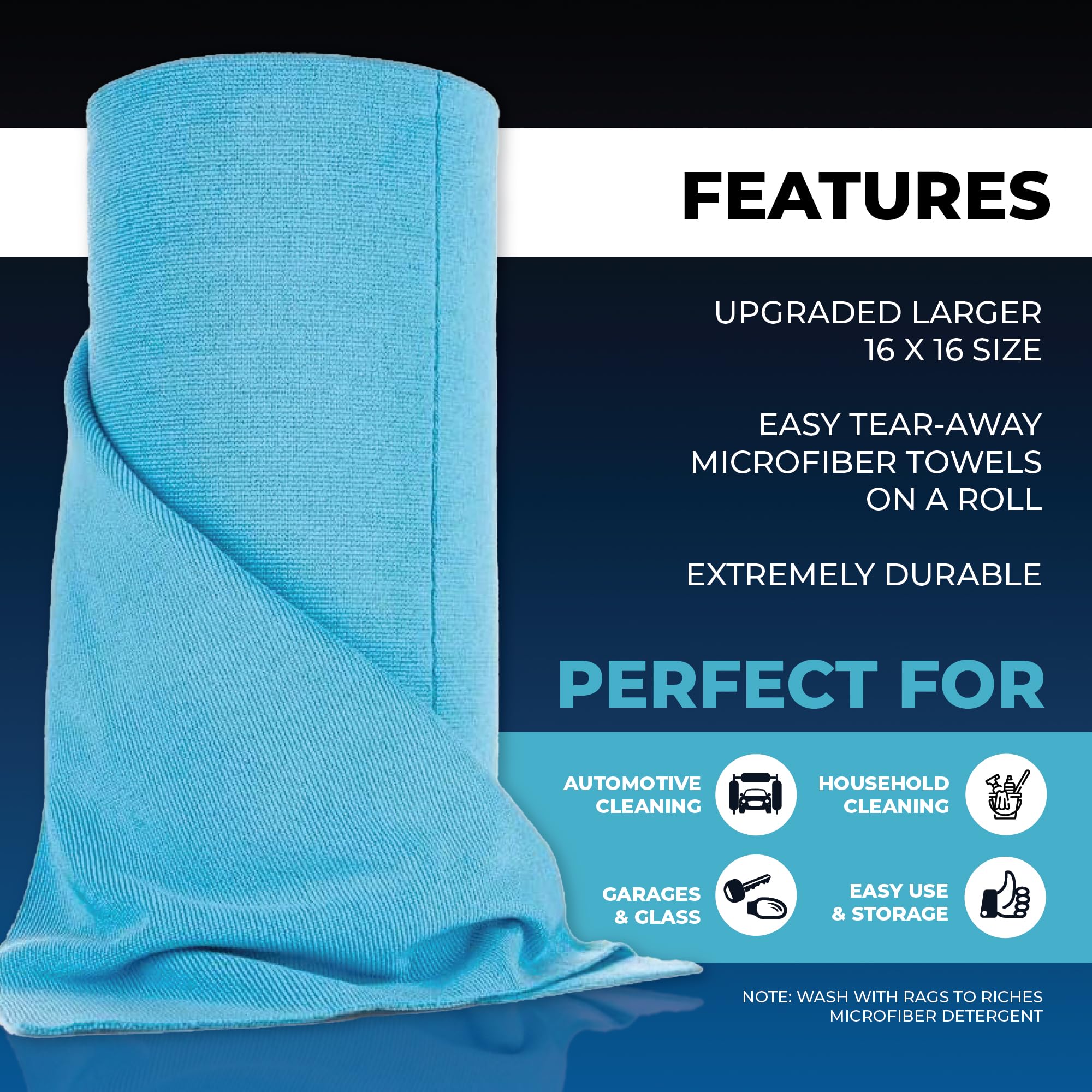 The Rag Company Ultra Rip N' Rag XL Lot de 50 Serviettes en Microfibre réutilisables de qualité supérieure pour revêtements, Verre, détails, Maison, Camping-Car et Plus Encore – Mélange 70/30 de