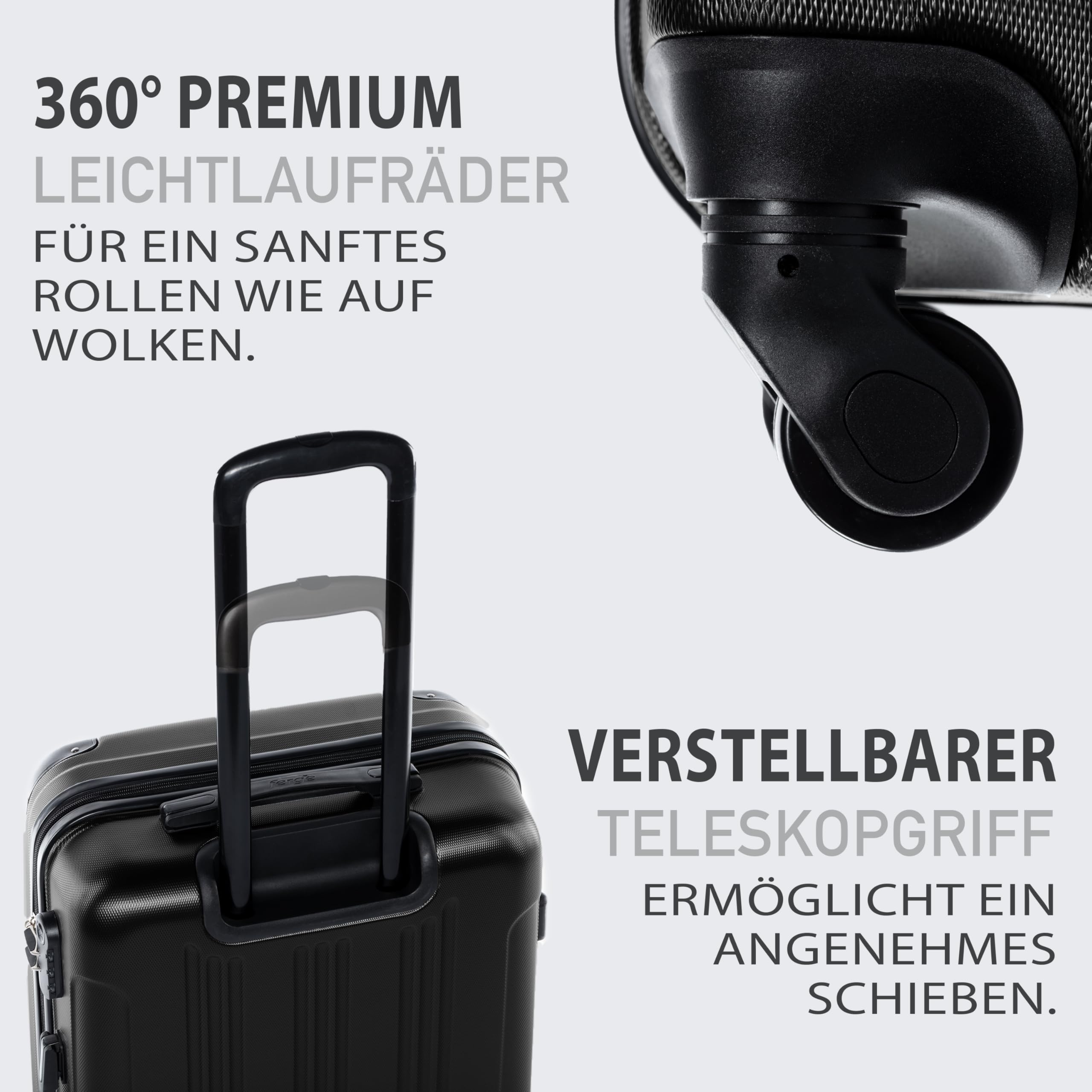 FERGÉ Zestaw walizek premium 3-częściowy: 28", 24" i bagaż podręczny w jednym zestawie, bardzo wytrzymałe walizki podróżne z 4 delikatnymi rolkami i zabezpieczeniami na narożach, zestaw walizek z