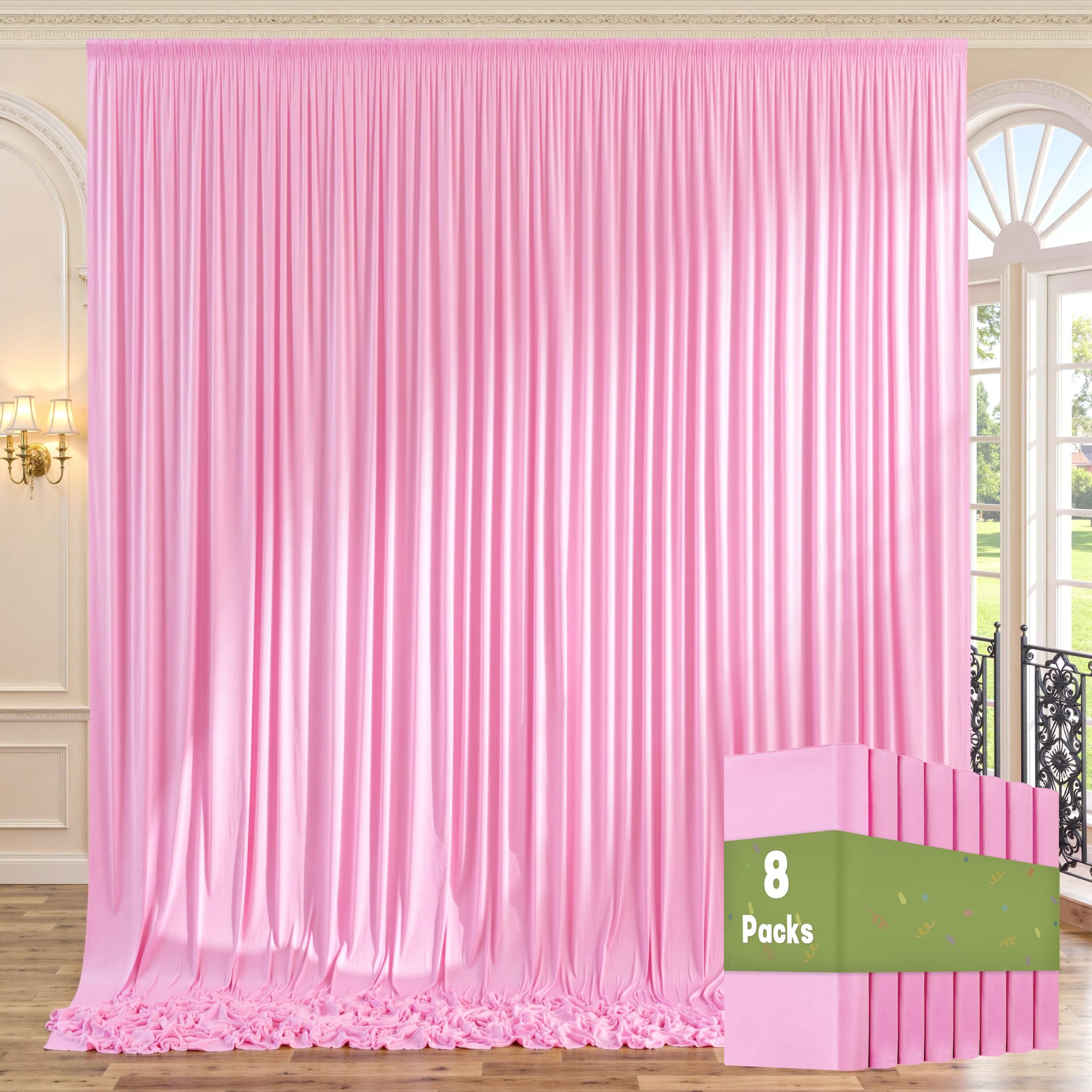 10ft x 10ft Wrinkle Free Black Backdrop Curtains for Parties, 2 Panels 5ftx10ft Polyester Photo Backdrop Drapes for Wedding Birthday Graduation Photography Background — view 96