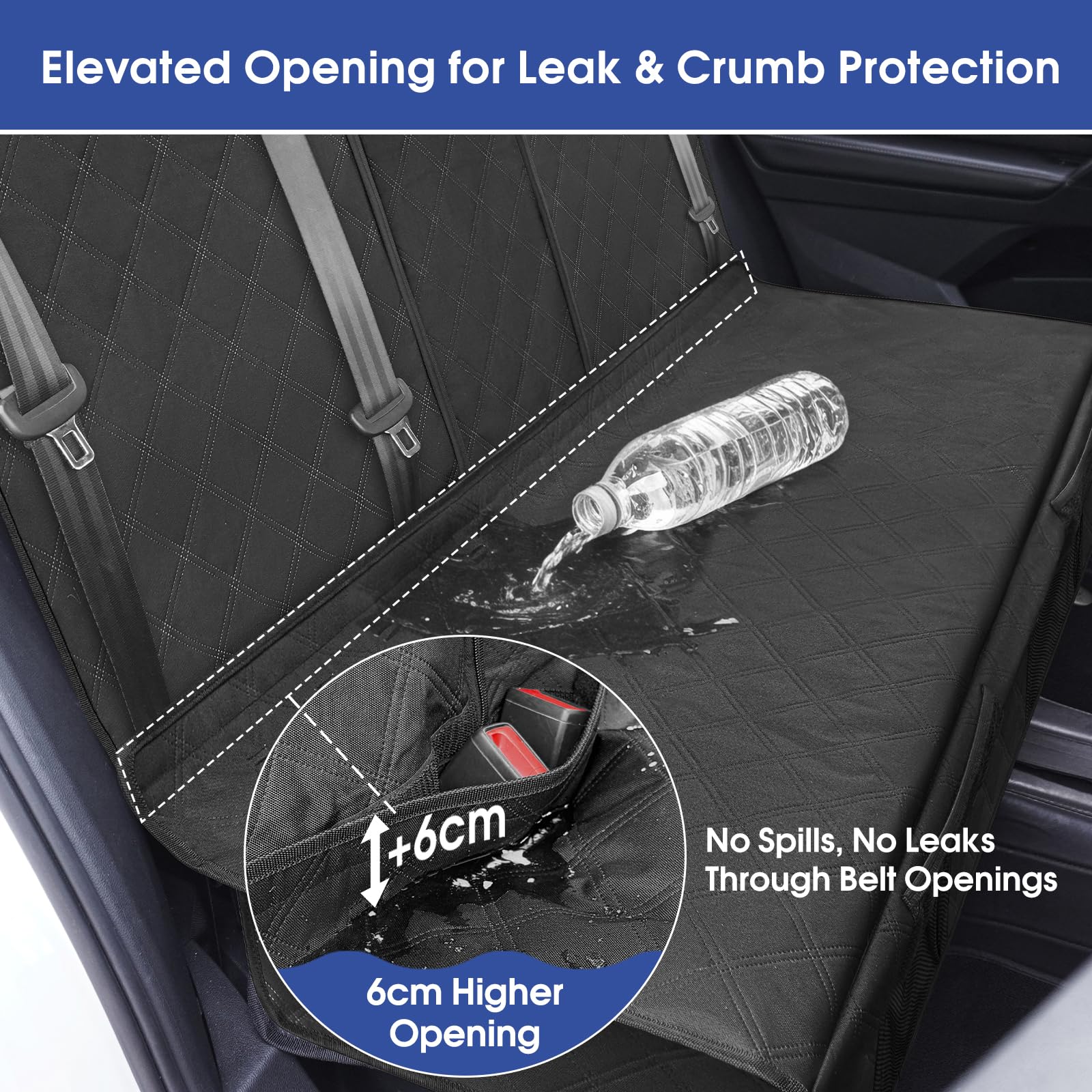 ALLANSING Upgraded 900D Heavy Duty Dog Back Bench Seat Cover, Car Seat Protector, 3 Seatbelts & Armrest Compatible, Waterproof Nonslip Pet Backseat Cover for Dogs & Kids, Fits Most Cars, SUVs, Trucks - image 4