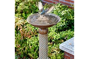 35.4" H x 12.2"W Metal Bird Baths for Outdoors,Cylindrical Base Bird Bath