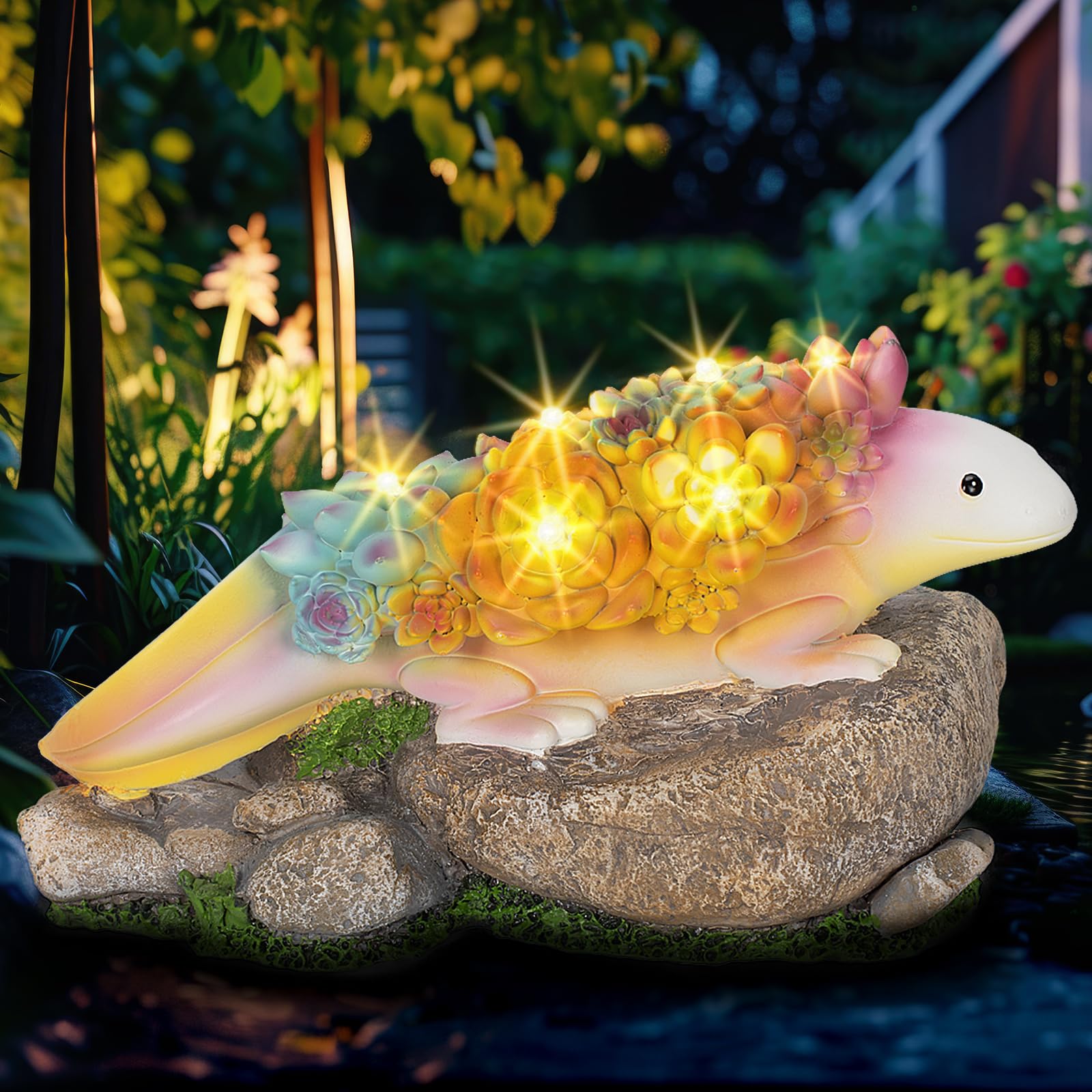 WJNYZWBW Garden Axolotl Statue Solar Statues Honey Bee jar Decor