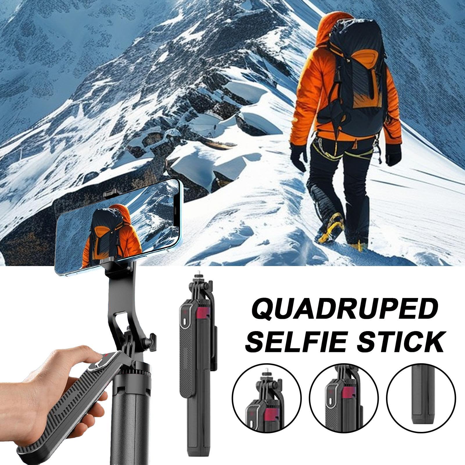 Asta Per Selfie Portatile Bastone Selfie Invisibile | Supporto Anti Scossa per Ripresa con Montatura Fotocamera Rotante per Esterno Viaggi Fotografia Sport Trekking Registrazione