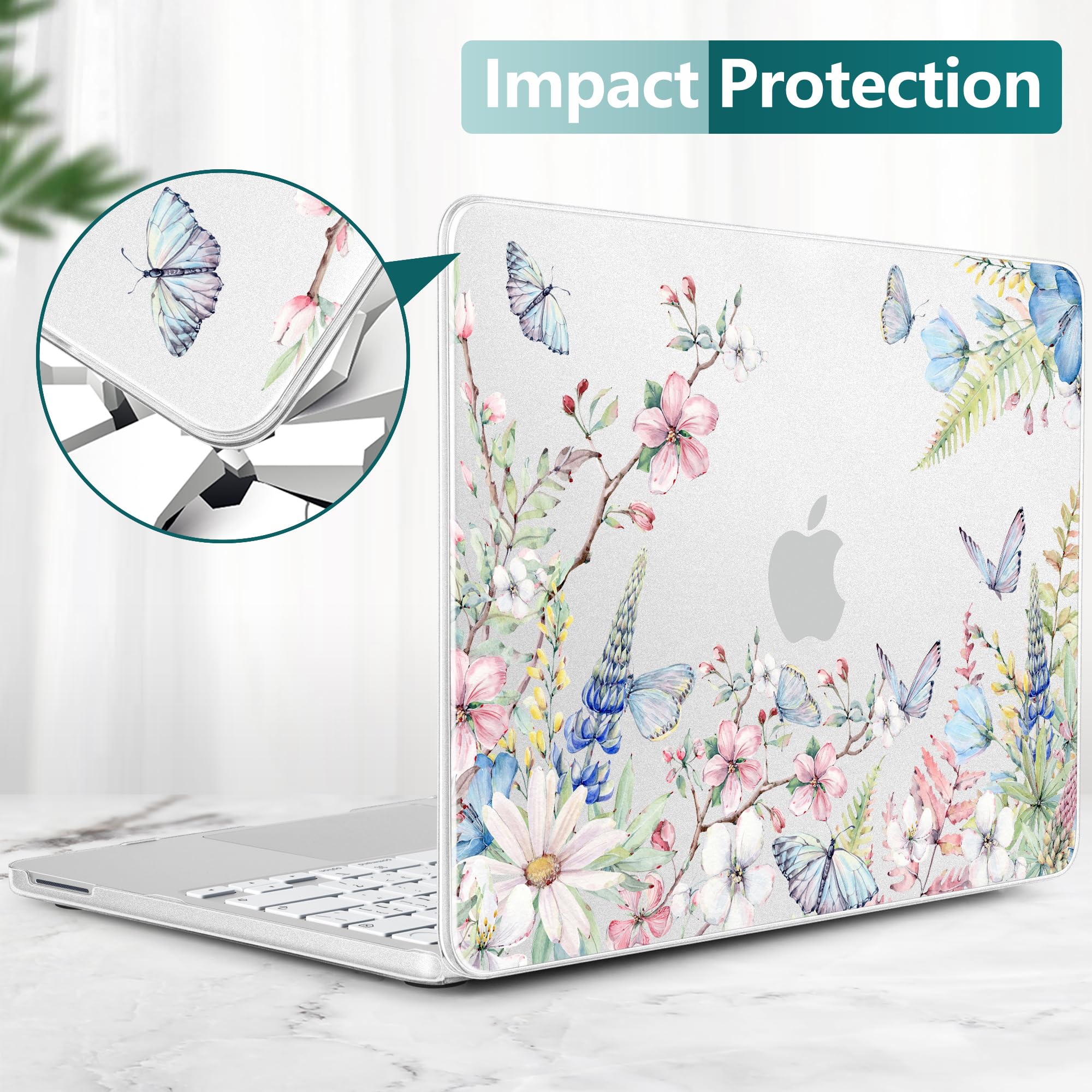 Batianda Funda para MacBook Neo de 13 pulgadas, modelo A3404, bonita carcasa rígida ultrafina floral con cubierta de teclado, protector de pantalla y adaptador USB, paquete de accesorios para laptop
