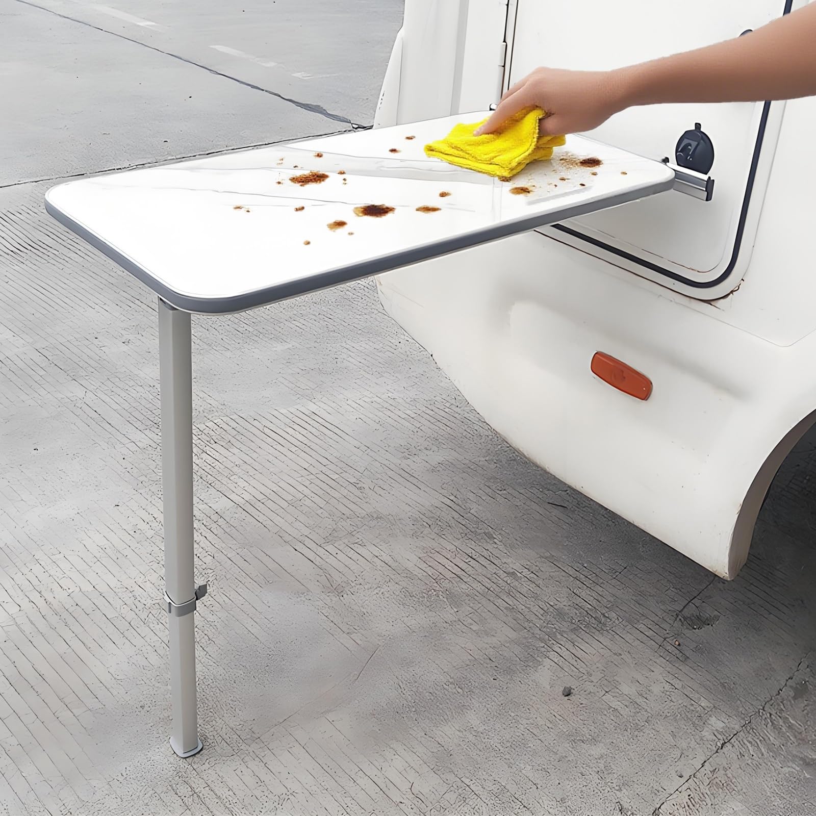 Plateau de Table Rectangulaire pour Camping-Car, Plan de Travail Bois avec 2 Porte-Gobelets, Facile à Installer, Yachts et Remorques(White,40x80cm/15.7x31.4in)