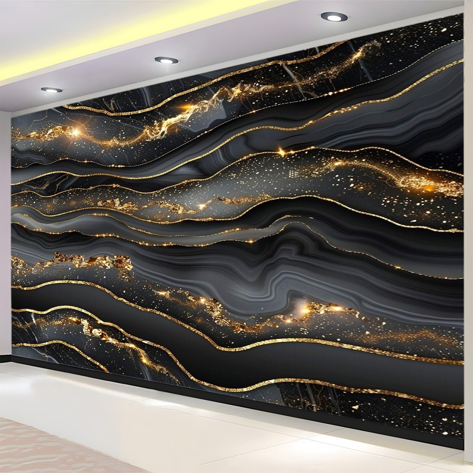 Amazon | 壁壁画壁紙家の装飾 大理石ブラック 壁画の写真の壁紙 350 x  