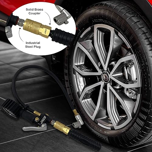 Miniatura 4 de JACO - Accesorios industriales para manguera de aire de conexión rápida | Kit de enchufe y acoplador - 1/4 pulgadas NPT (juego de 12)