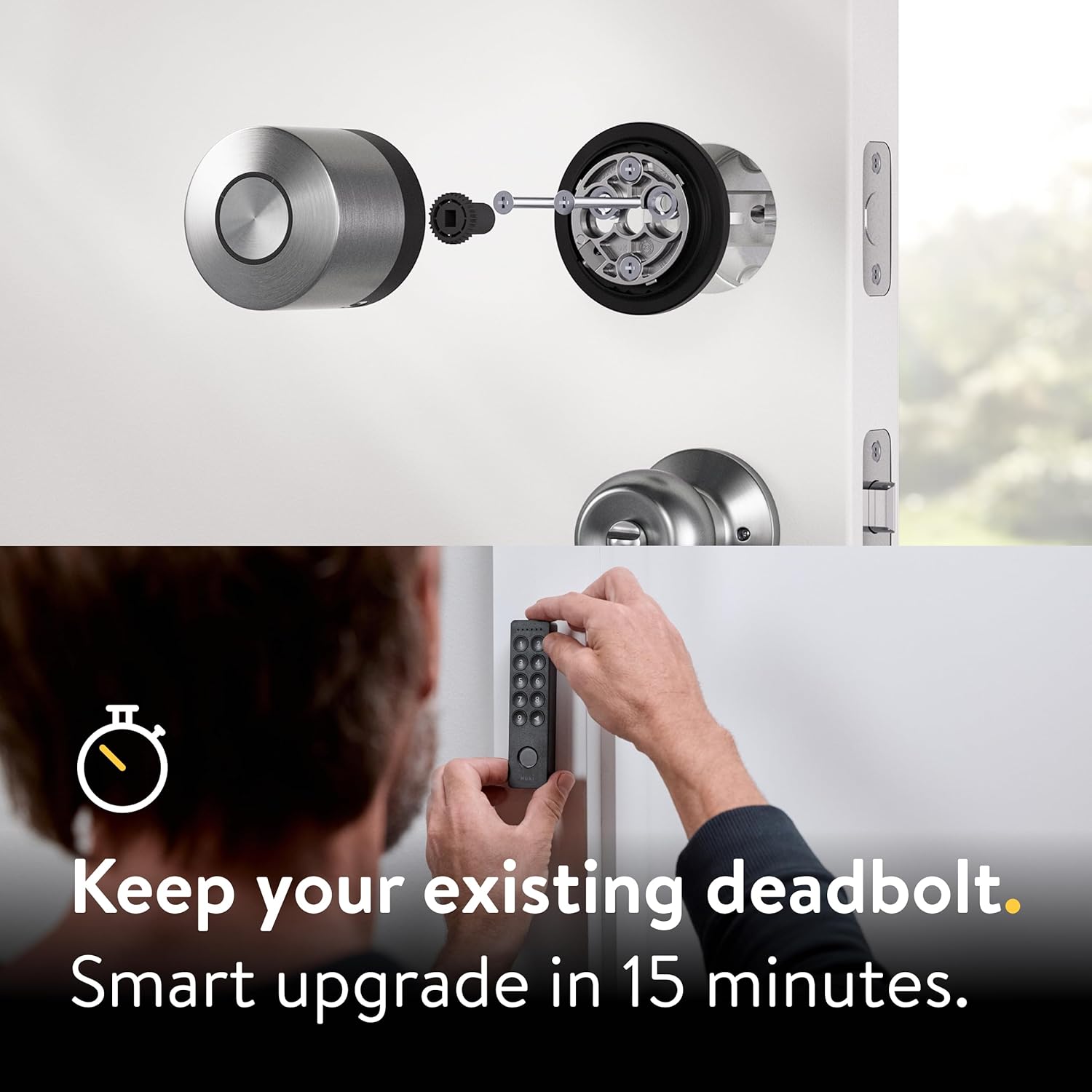 Nuki Smart Lock (Deadbolt) & Keypad 2, Keyless Door System with Auto-Lock, Fingerprint and Code Access, App Control, Easy Setup, Compatible with Alexa, Google, for Secure and Easy Home Entry