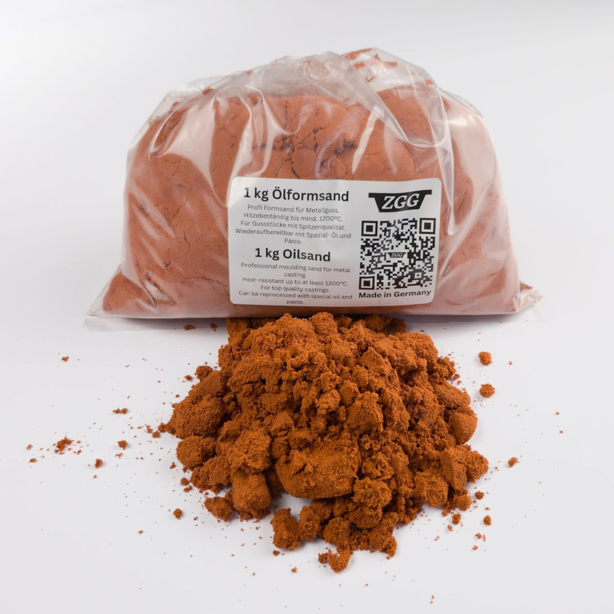 Sable de moulage à l'huile pour fonte métallique, fabriqué en Allemagne, +100 g de talc pour 5 kg et 10 kg, pour métaux légers et lourds, grain très fin, réutilisable, idéal pour les fondeurs