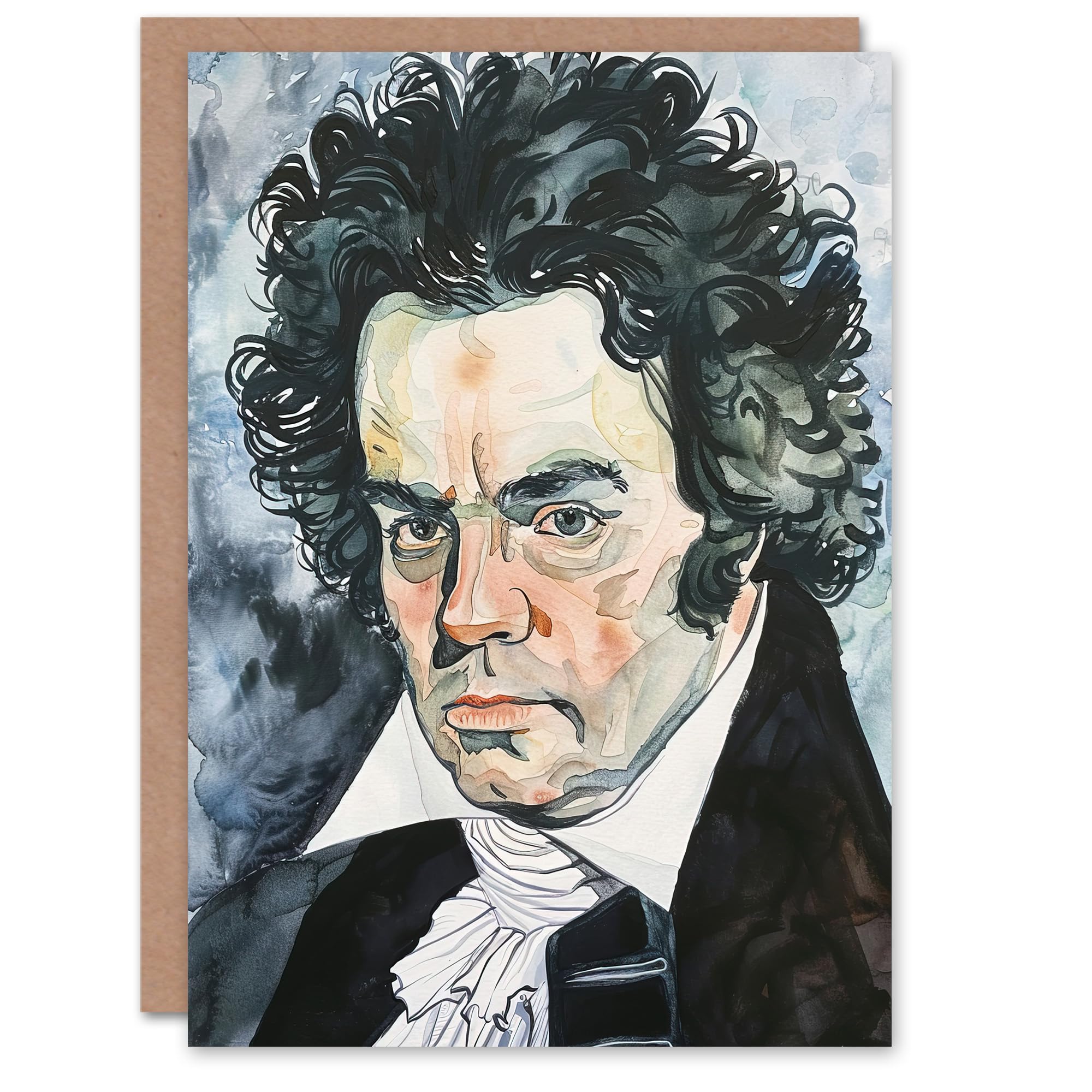 Artery8 Greeting Card Beethoven Classical Music Composer Portrait Blank For Him Or Her Art Birthday Card