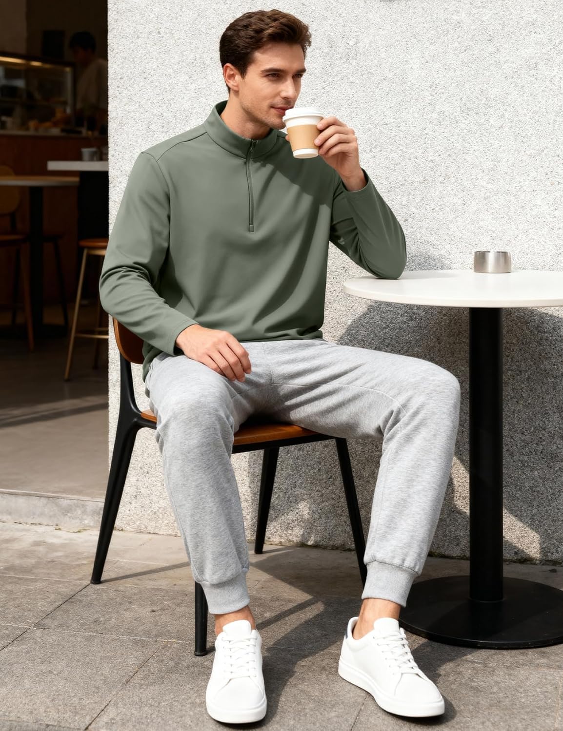 Eisctnd Men's Quarter Zip Pullover Fleece Sweatershirt, Slim Fit Warm Activewear Shirts for Casual Golf Running - Image 7