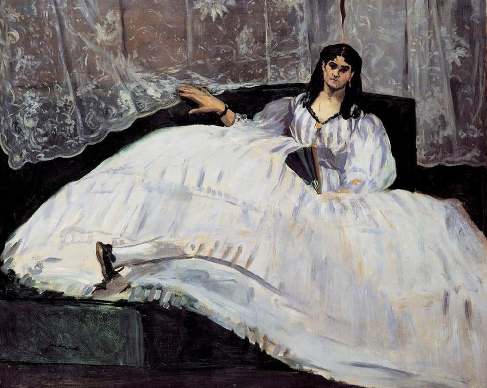 ARTXLXXBN Famous Prints Artwork Pictures Poster Painting Art Lady with Fan by Edouard Manet Artwork Landscape Pictures for Home Decor 60x90cm