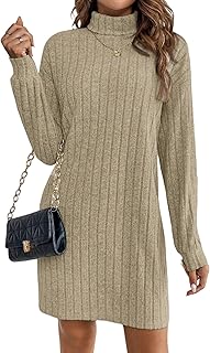 Sponsored You’re seeing this ad based on the product’s relevance to your search query.Learn more about this advertisement Zeagoo Turtleneck Dress Women's Knitted Dress Long Sleeve Ribbed Knit Jumper Dress Cuddly Warm Autumn Dress Winter Dress Elegant Bodycon Fashionable Women's Dress