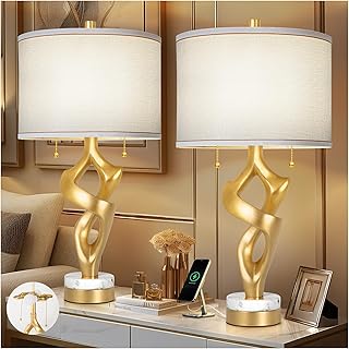 Scenekoy Sculptural Table lamp Set of 2 for Living Room with Marble Base...