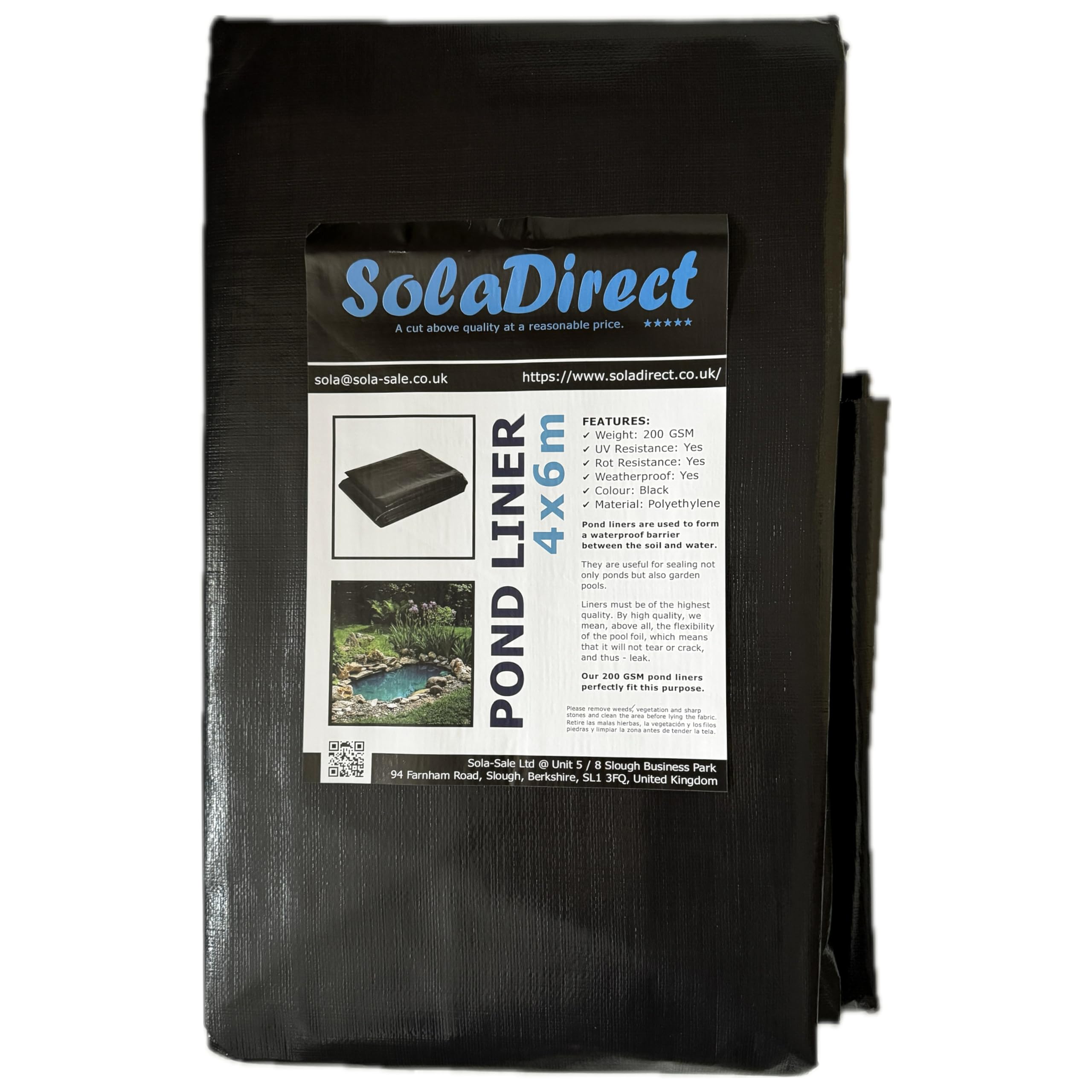 Pond Liner 4 x 6 m - 200 GSM Flexible Tear-Resistant UV-Resistant Garden Fish Pond Liner for Water Features, Koi, Ponds, Fountains, Landscaping - Durable Long Lasting Heavy Duty Waterproof Sheet