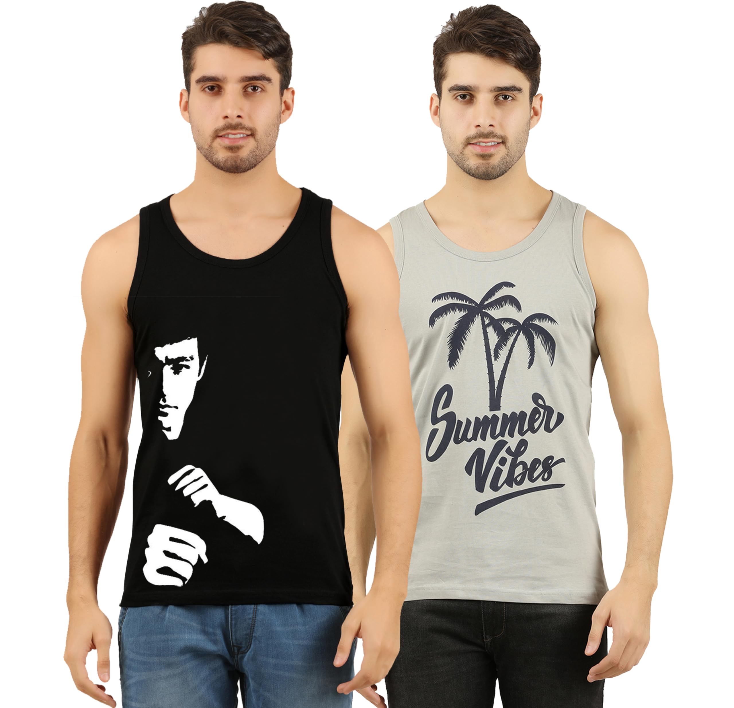Men's Cotton Printed Vest (Pack of 2)
