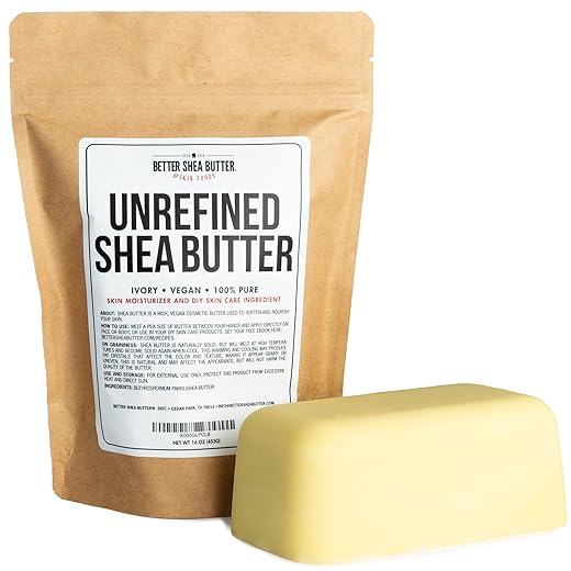 Unrefined African Shea Butter - Ivory, 100% Pure & Raw - Moisturizing and Rich Body Butter for Dry Skin - Suitable for All Skin Types - Use Alone or in DIY Whipped Body Butters
