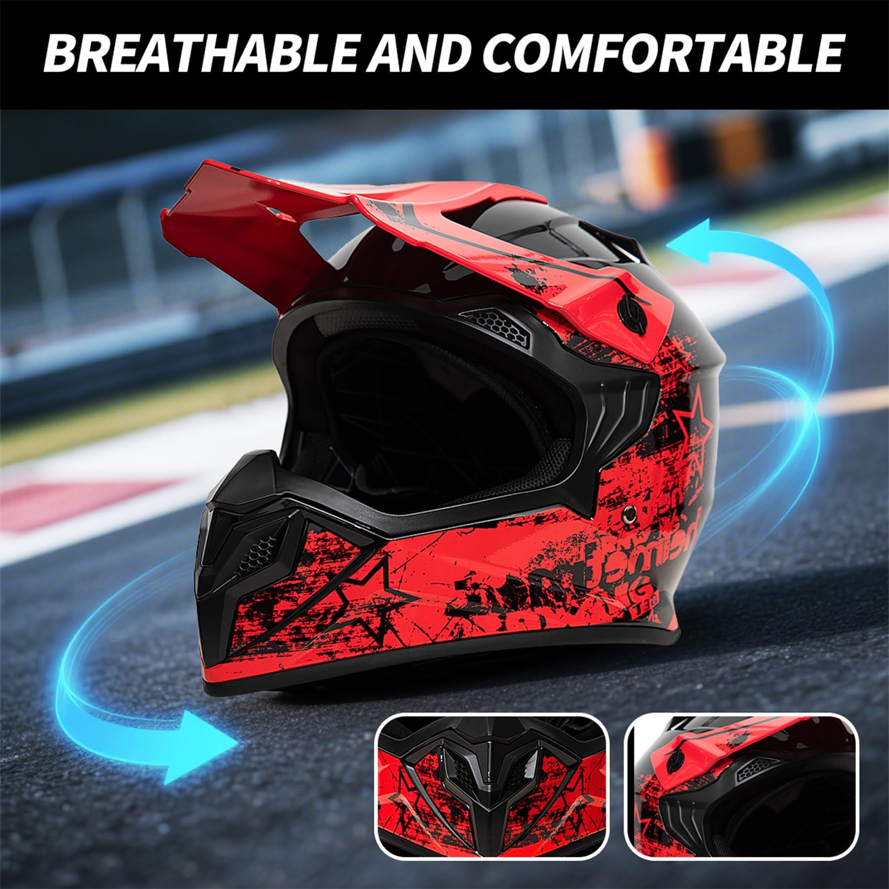 Motorradhelm Kinder, Motocross Helm ECE22.06 Zertifizierter, Herren Damen-Cross-Helm, MTB Fullface Erwachsener Motorrad Downhill für Mountainbike Bergbuggy Sport Schutz