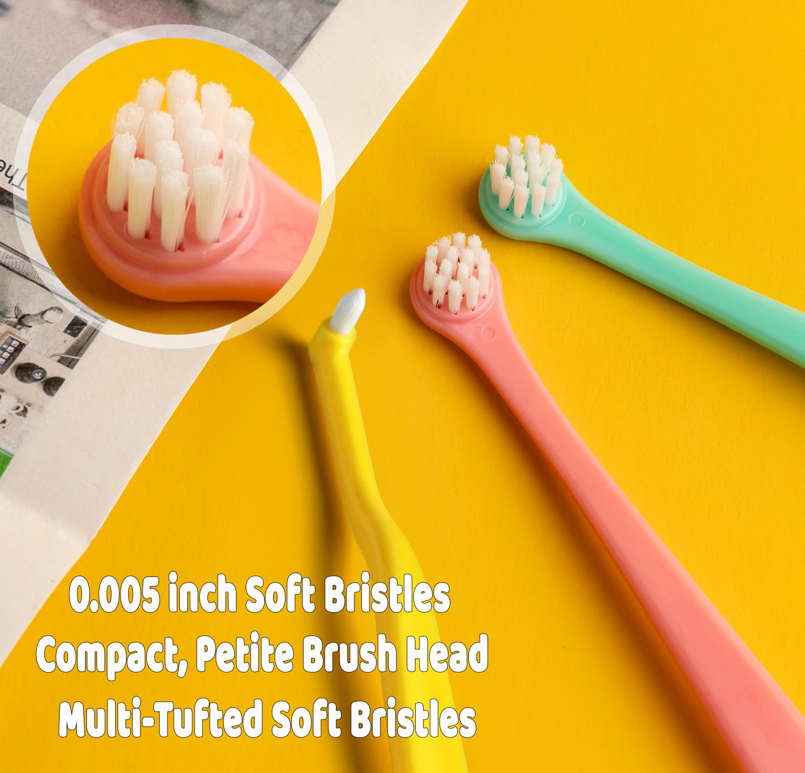 E.M&S.T by Emmeliestella - Kit de cepillo de dientes para perros y gatos pequeños, micro cabeza, cepillo de dientes para gatitos, cepillo de dedos, kit de iniciación, diseño redondo y puntiagudo,