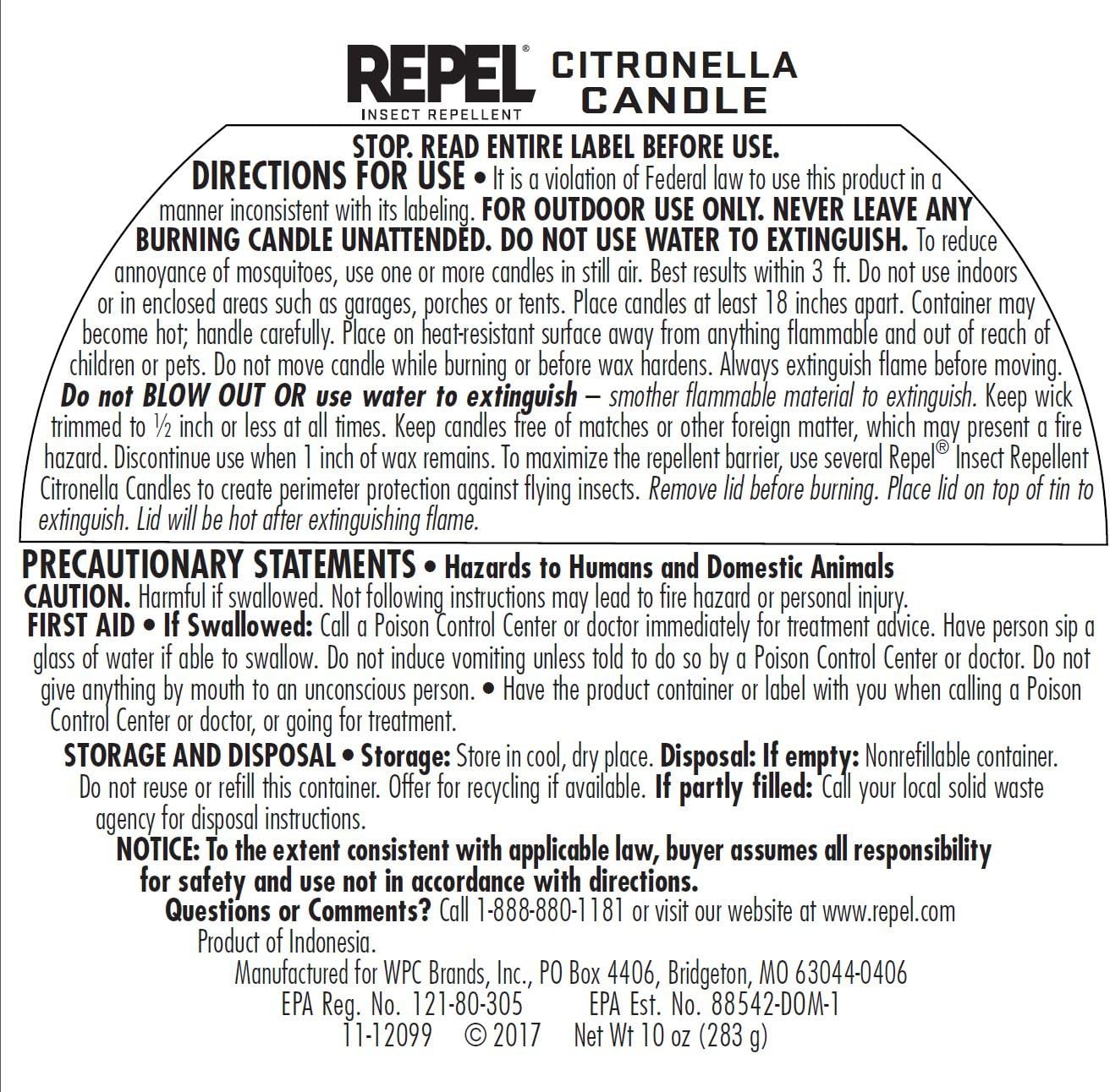 Repel 64090-1 Scented, 6 candles, clear