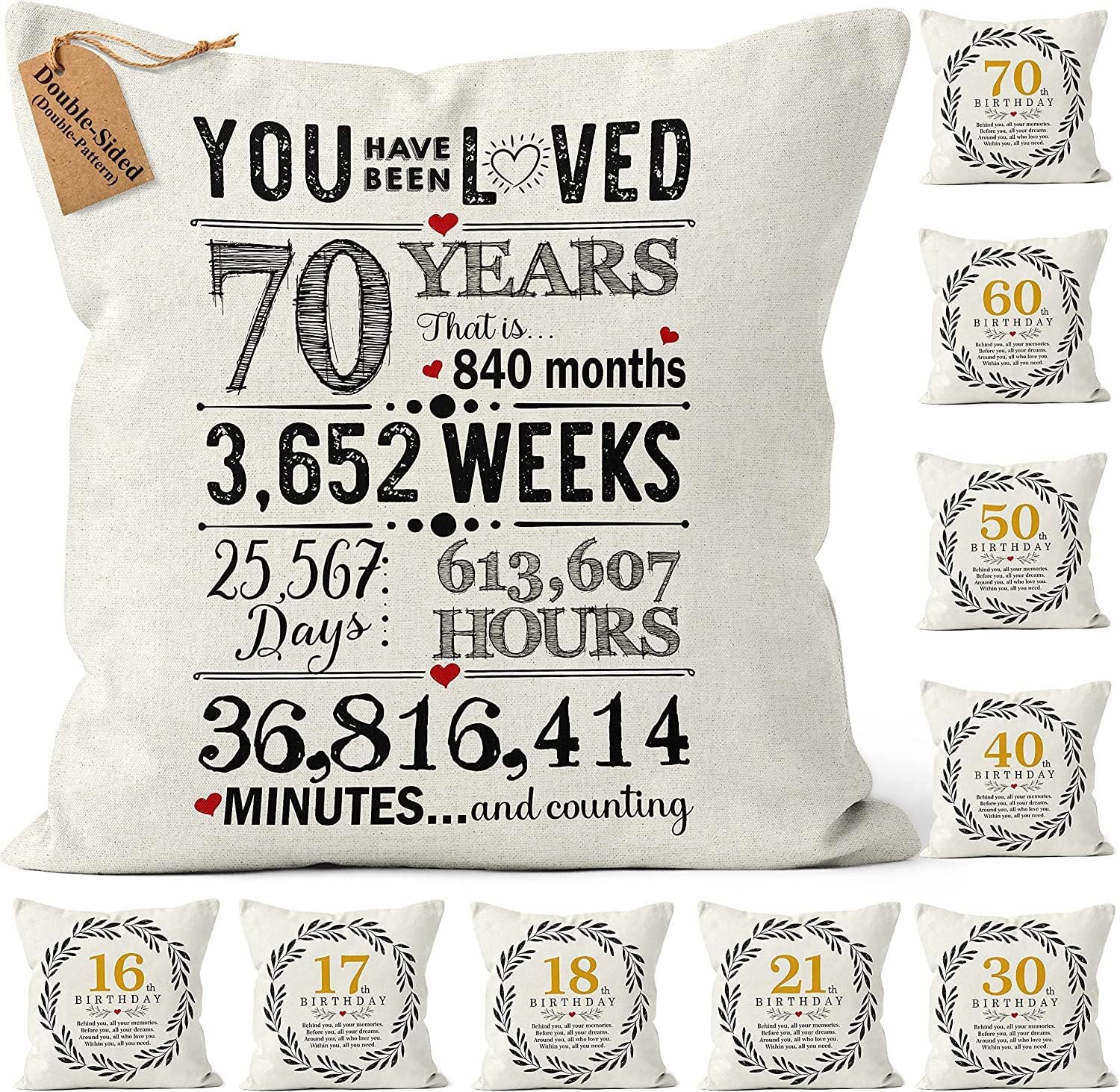 Kies CROWNLY®(Double-Sided) 70th Birthday Gifts Cushion Covers 18x18 Inches Grandad Happy Birthday Mum Gift 45x45 Cm Personalised Pillow Popular