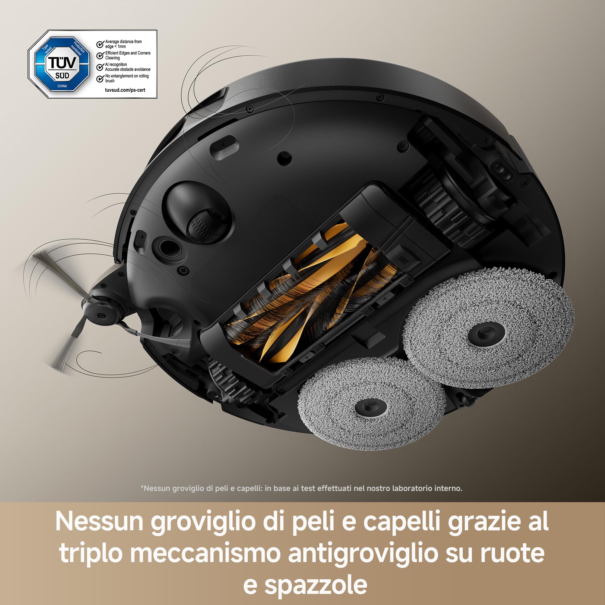 Mova P50s Ultra Robot Aspirapolvere e Lavapavimenti, 24000Pa, Mop Autopulente con Acqua Calda, Sistema Stepmaster Per Il Superamento Ostacoli e Navigazione Flashpulse 3d Tof a Doppia Luce, Nero
