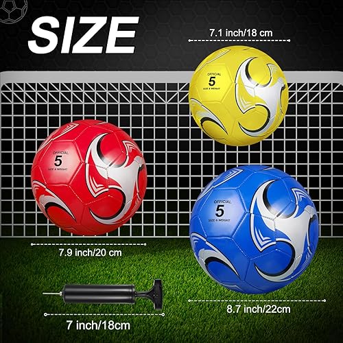 Miniatura 2 de Deekin 6 Pack Soccer Ball with Pump, Outside Sport Soccer Ball Machine Stitched Ball for Game Training Practice