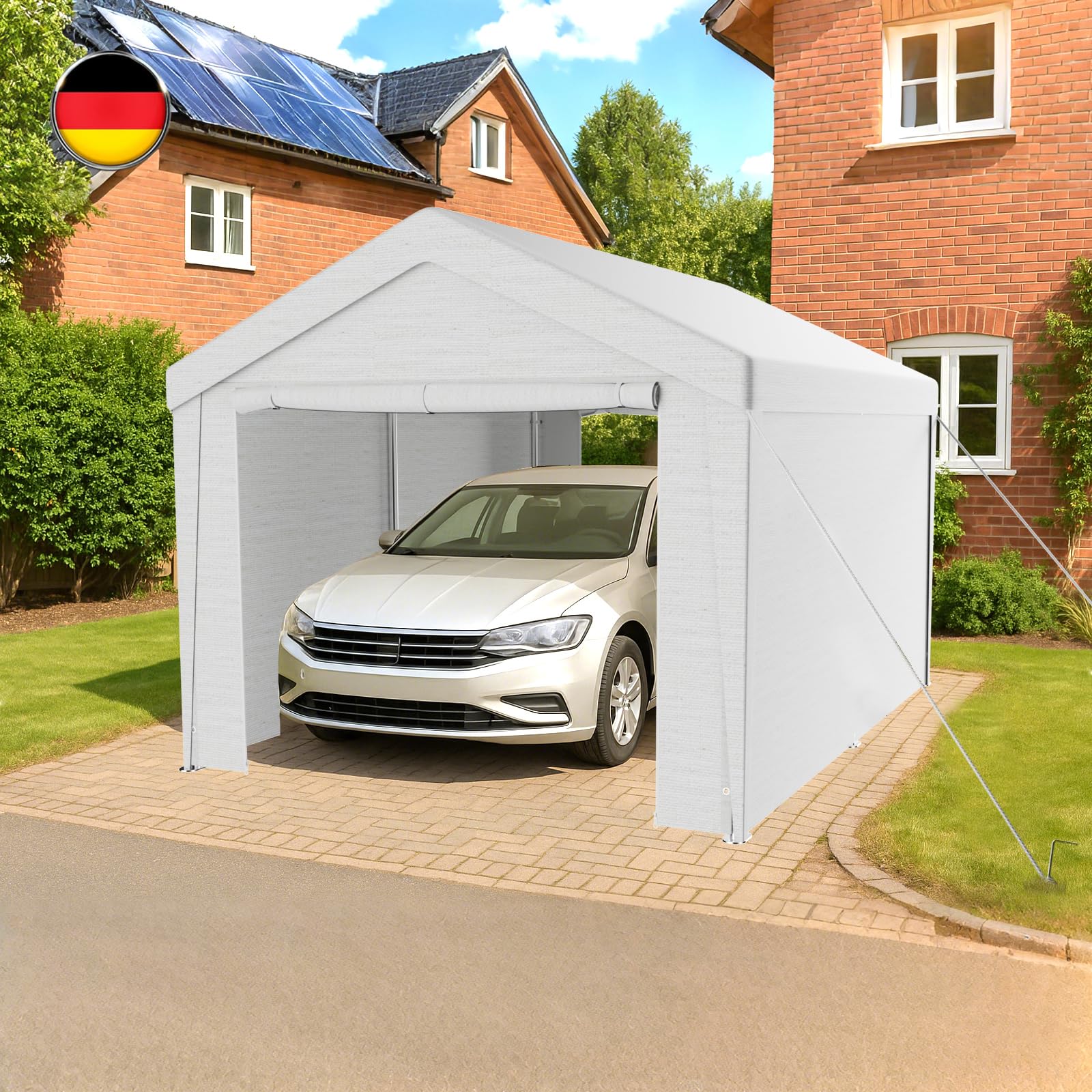 Gazebo per tenda 3x4m telone PE resistenti UV pareti laterali rimovibili telaio metallico tetto rinforzato