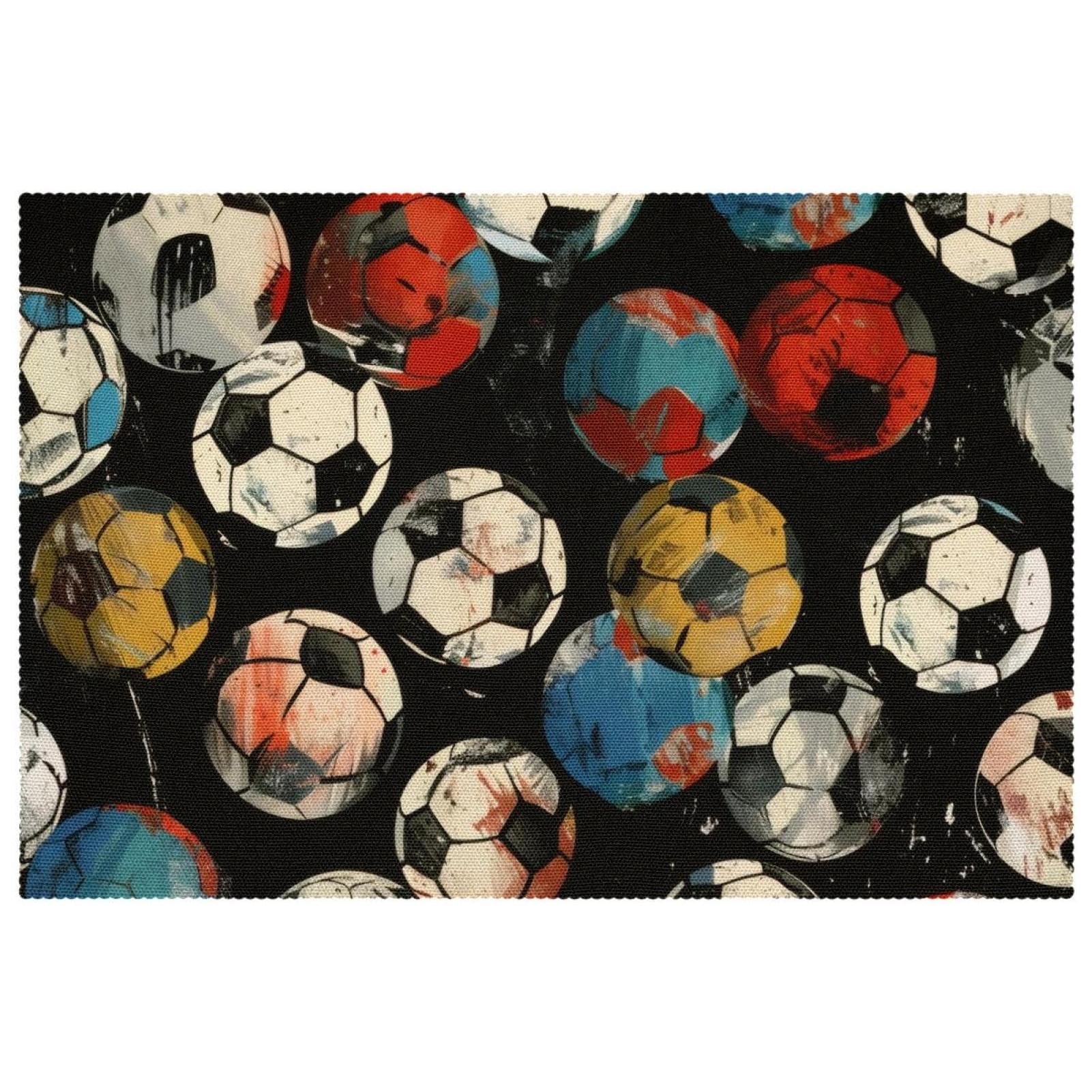 Set de table football noir lavable de 30x45 cm pour table à manger et cuisine