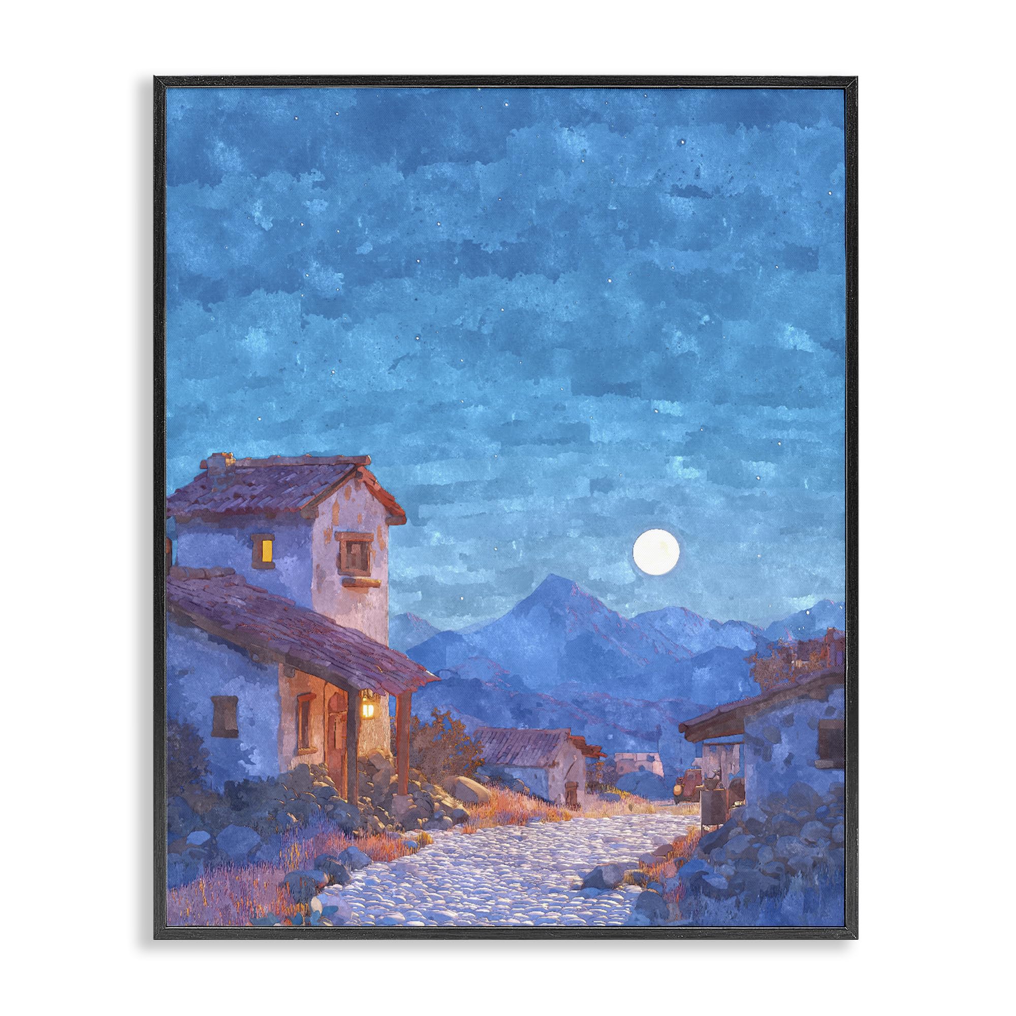Poster encadré lune ville Ziwei Li Stupell Industries tableau blanc salon 35,6x27,9 cm