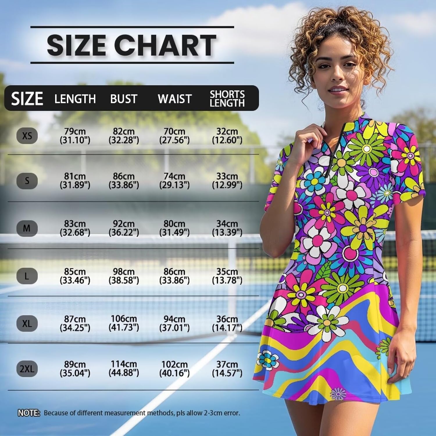 Womens Tennis Dress with Separate Shorts and Pockets Zipper Collared Golf Dress for Women with Sleeves Size XS-2XL