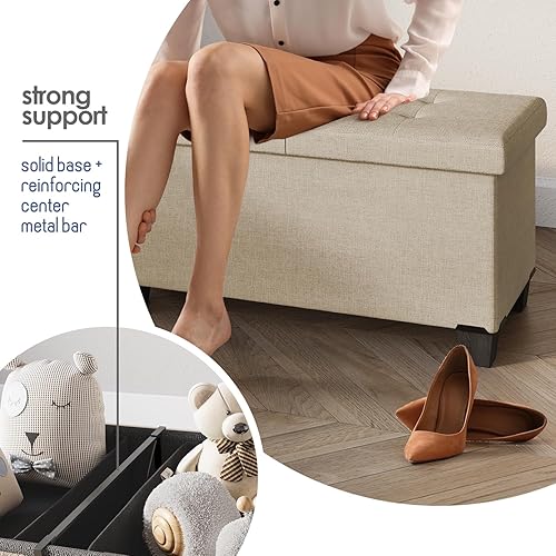 Miniatura 176 de Otomana plegable para dormitorio o sala de estar, con contenedores de almacenamiento, reposapiés para el extremo de la cama, soporta hasta 660 lb,