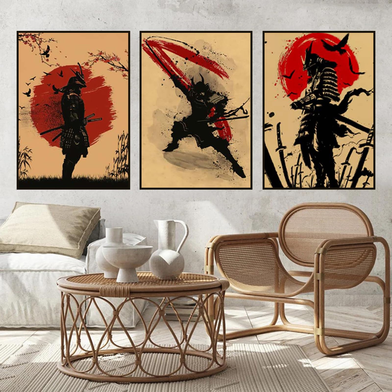 UGZDEA Japanese Samurai Leinwand Bilder, Japanese Bushido Art Portrait Poster Modern Dekoration Poster Malerei-Ohne Rahmen(A,3x50x70cm)