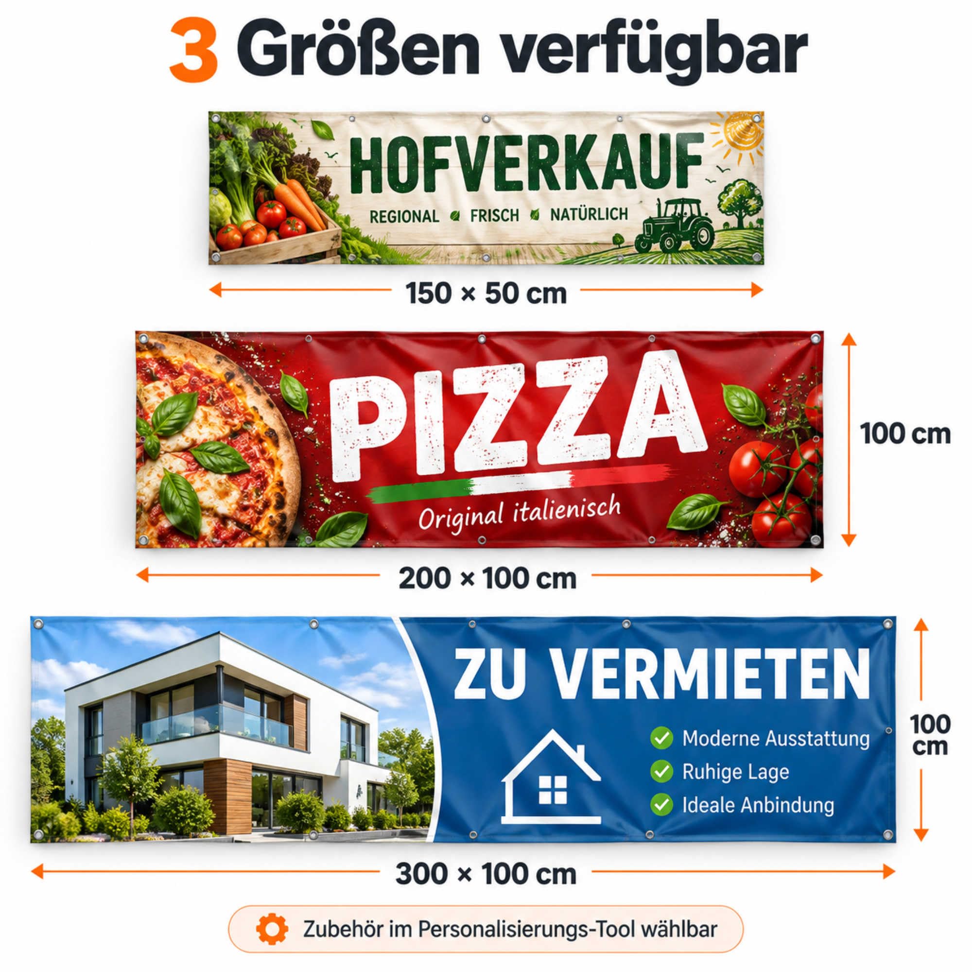 Getränke - Werbeplane 200x100 cm - 510 g PVC Banner Plane für Innen und Außen - wetterfest für Außenwerbung Innenbereich Geschäft Marktstand Veranstaltung Gastronomie