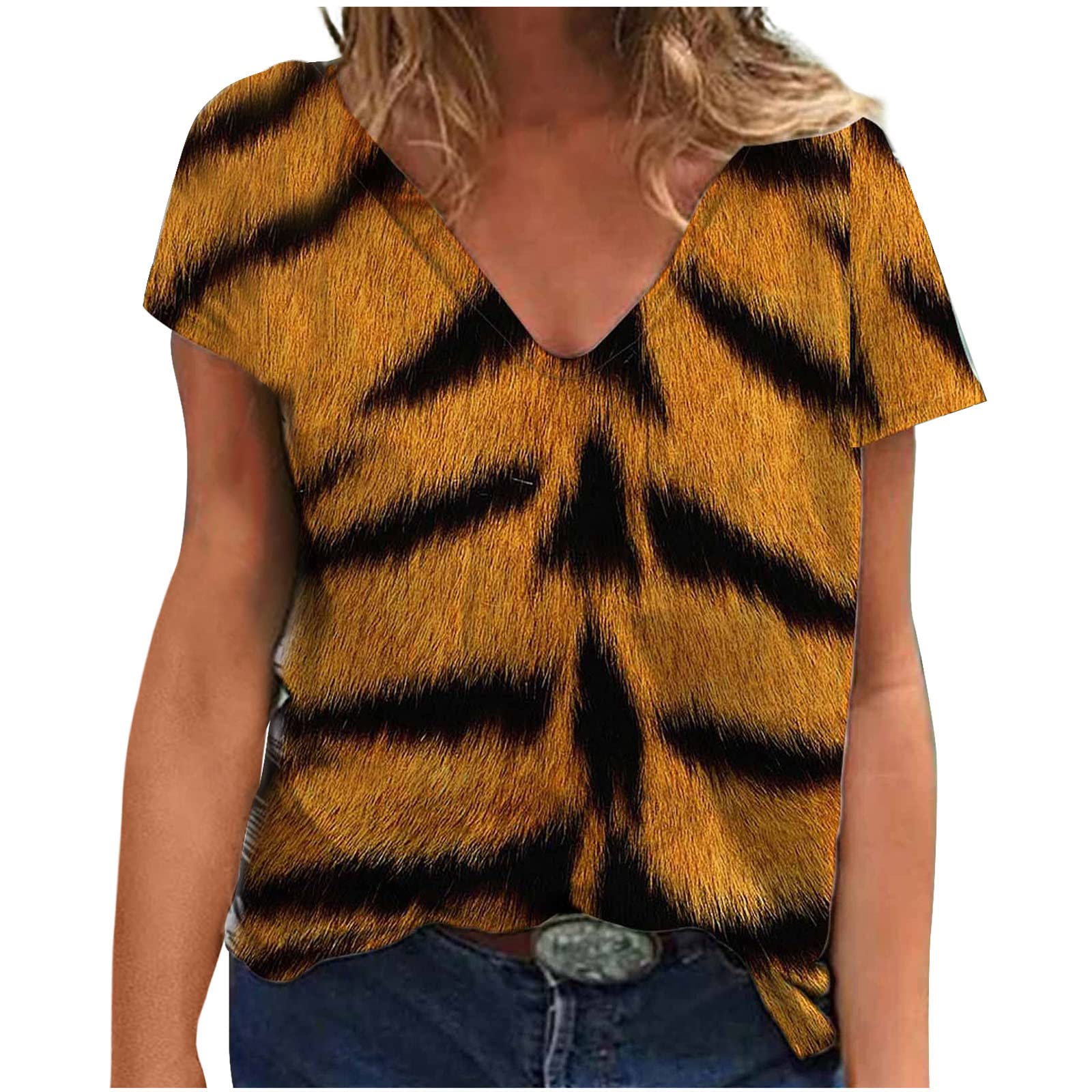 Tops for Women Work Casual, Women Tunics V Neck Short Sleeve Blouse Soft Comfy Trendy T-Shirts