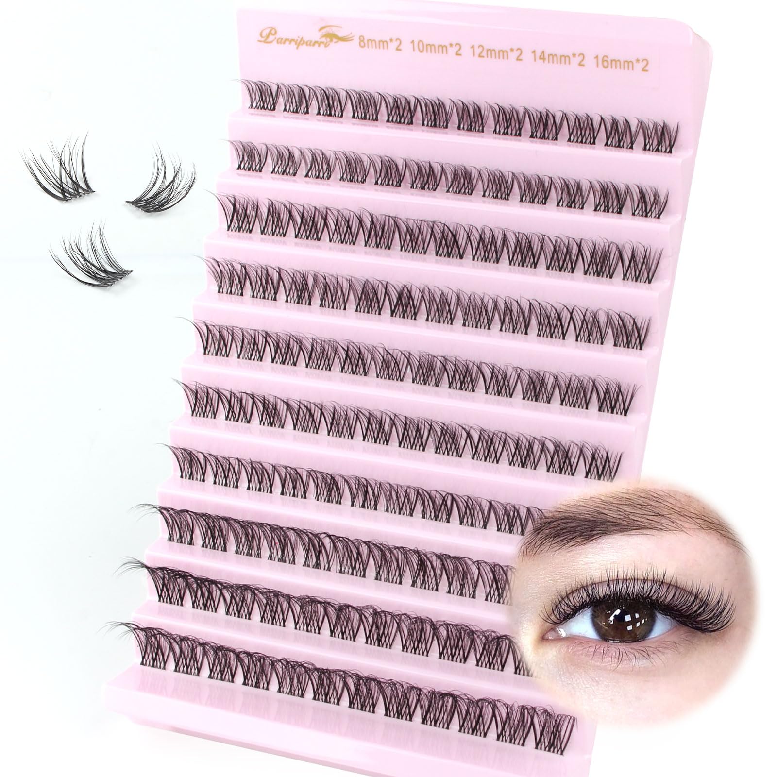 Parriparri Pestañas Postizas Naturales DIY Extensiones de Pestañas Individuales 8-16MM Pestañas DIY Postizas Pelo a Pelo Wispy Cluster Lashes
